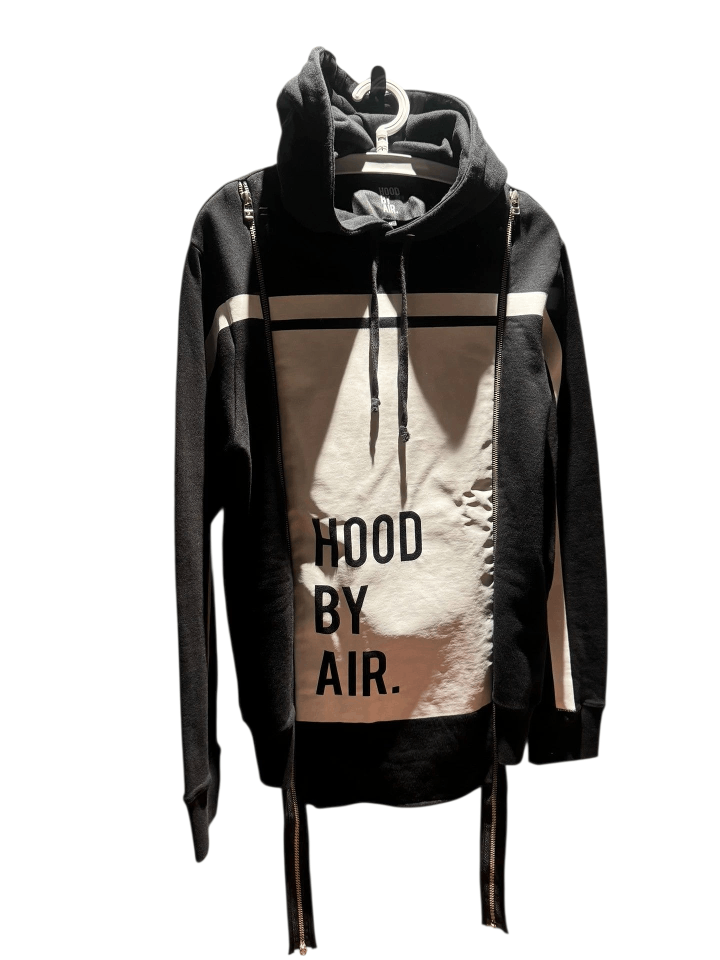 Hood By Air Hood By Air Black & White Logo Printed Side Zipped Hoodie Size US M / EU 48-50 / 2 - 2 Thumbnail