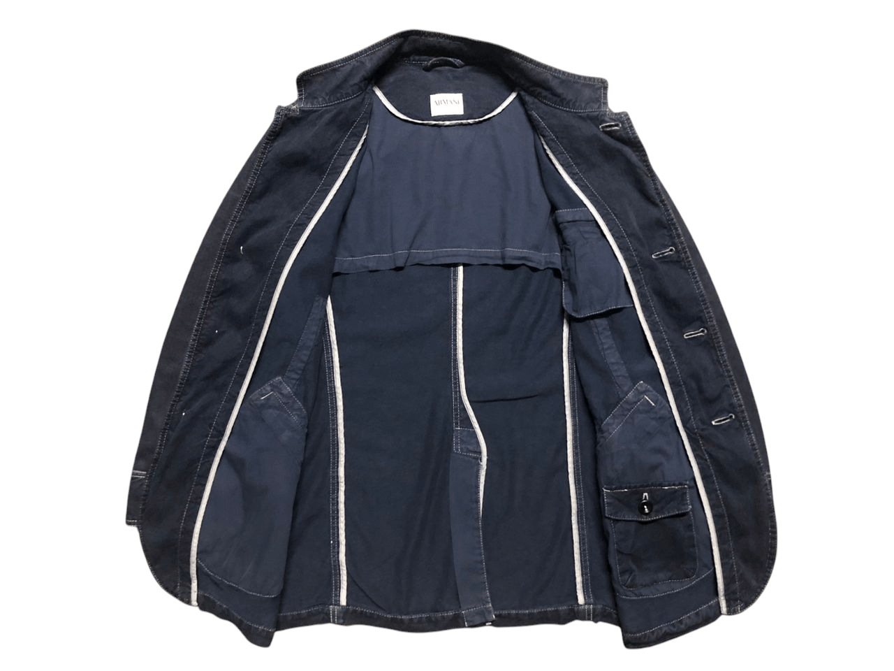 Armani Collezioni Armani Collezioni Denim Jacket No Collar Sunfaded Faded Size US M / EU 48-50 / 2 - 3 Thumbnail
