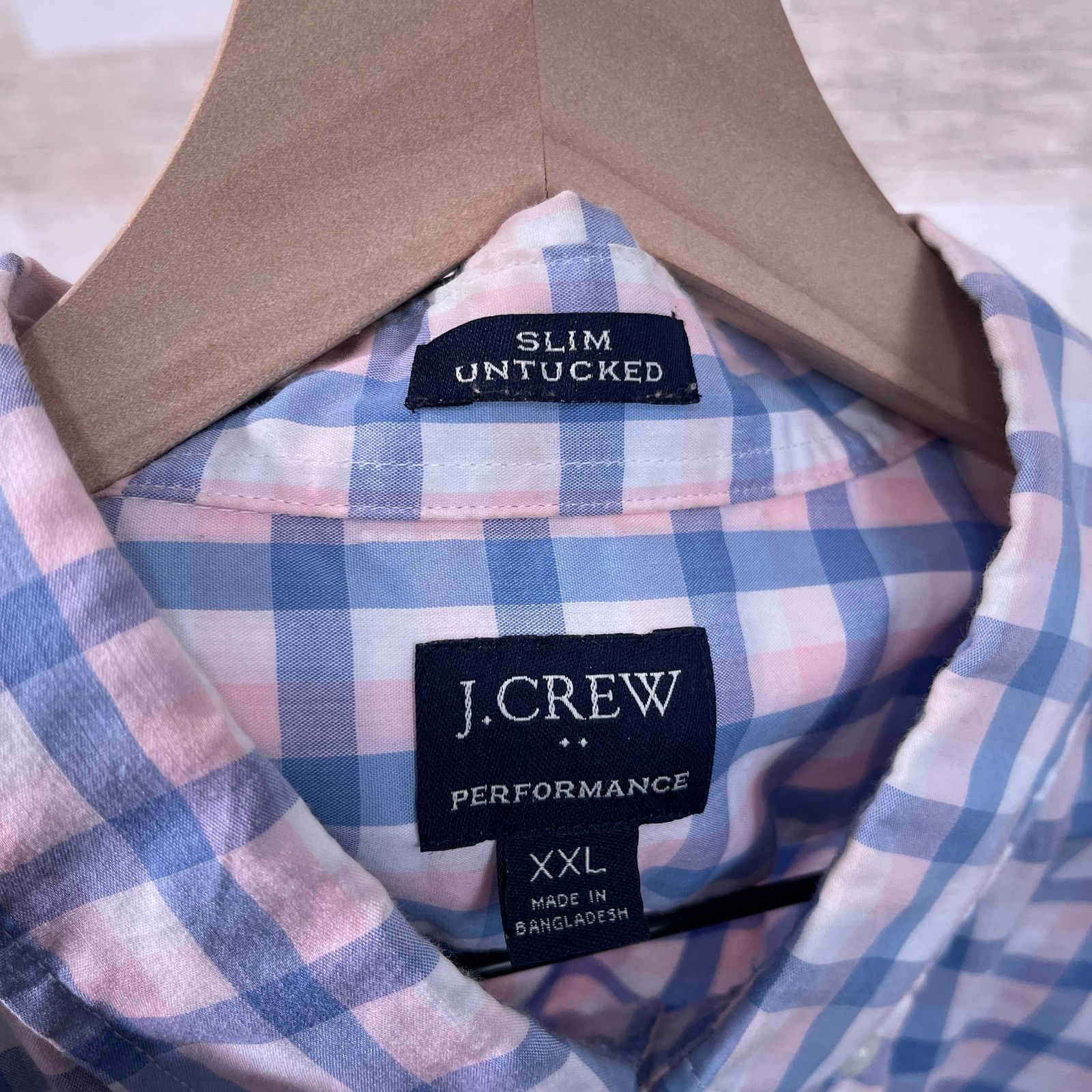 J.Crew J CREW Slim Untucked Performance Shirt Pink Plaid Mens XXL Size US XXL / EU 58 / 5 - 5 Thumbnail