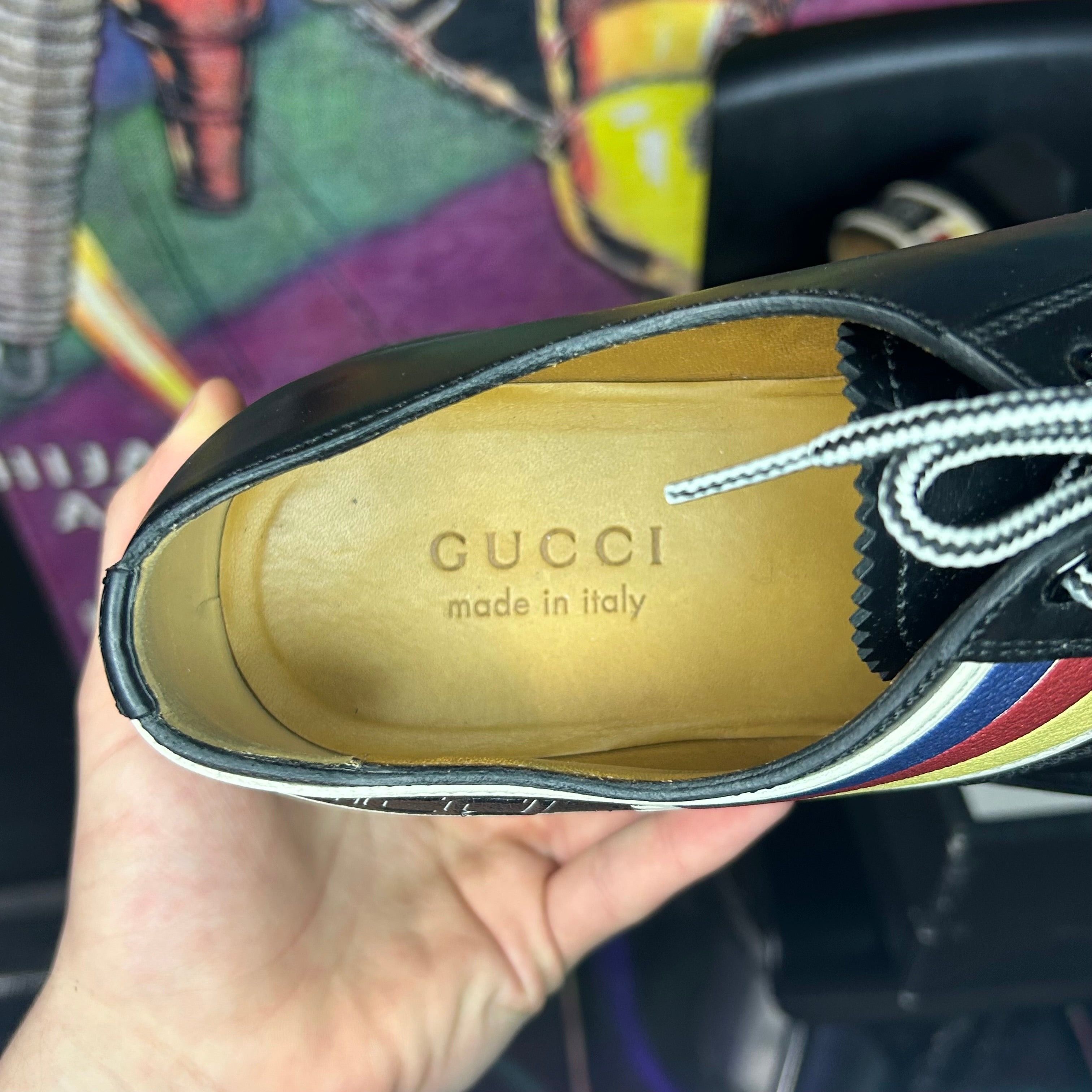 Gucci Gucci Calfskin Oliver Sylvie Web Mens Oxfords Black Sz 9/10 Size US 9.5 / EU 42-43 - 6 Thumbnail