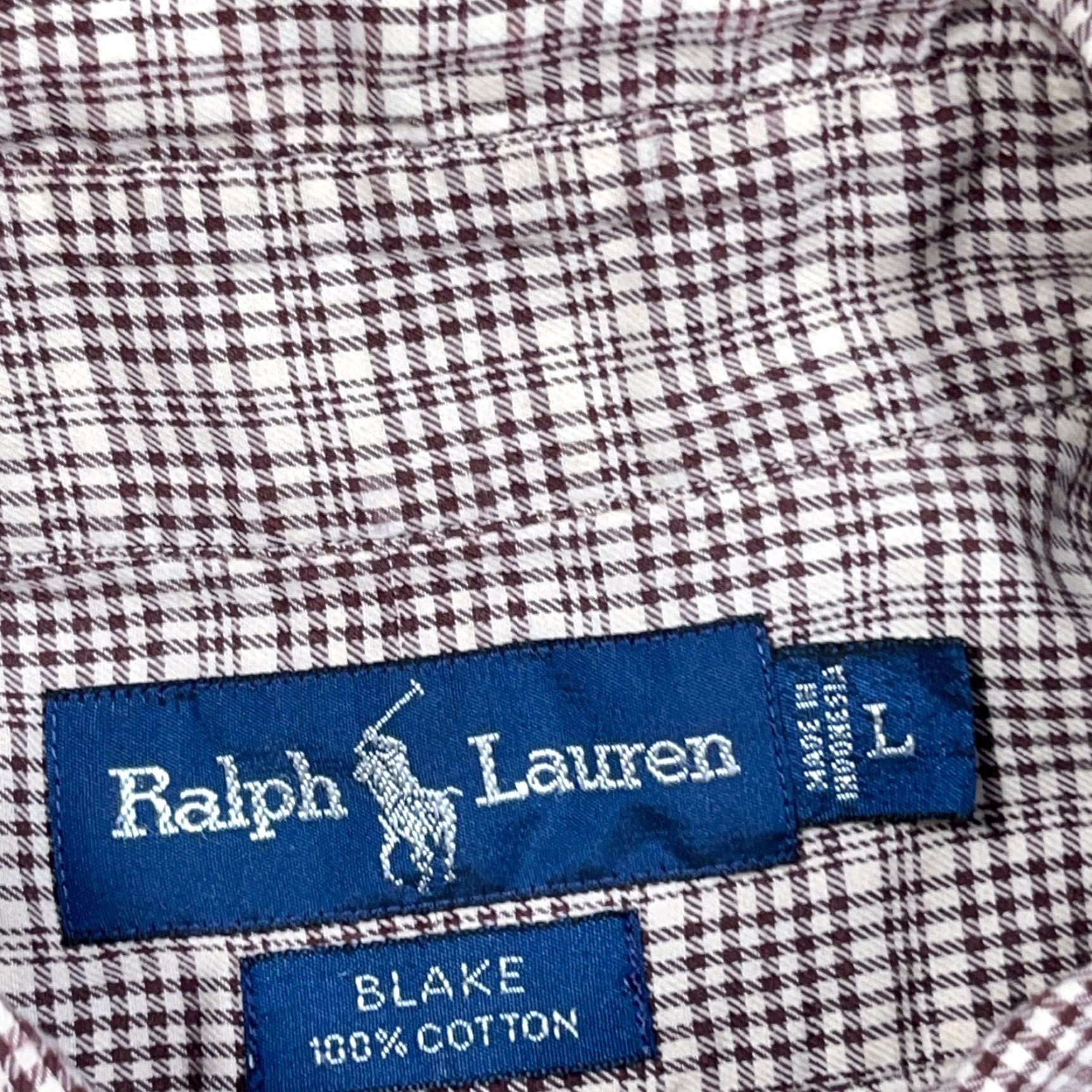 Ralph Lauren Ralph Lauren Button-Up Shirt Men Large Brown Houndstooth Plaid Blake Dress Casual Workwear Button-Front Long Sleeve Cotton Size 42R - 7 Thumbnail