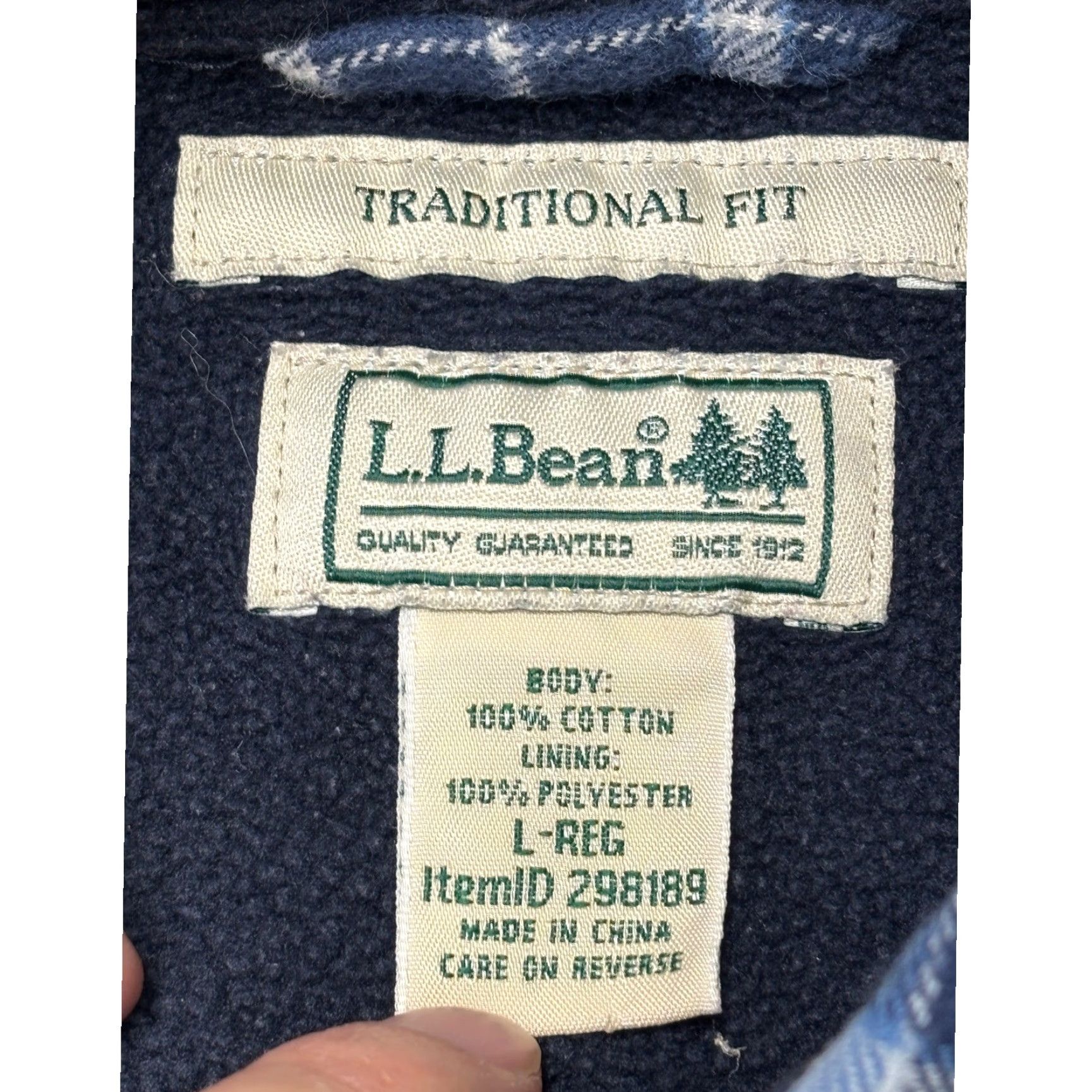 Vintage LL Bean Fleece Lined Flannel Shirt Mens Large Blue Plaid Traditional Fit Size US L / EU 52-54 / 3 - 4 Thumbnail