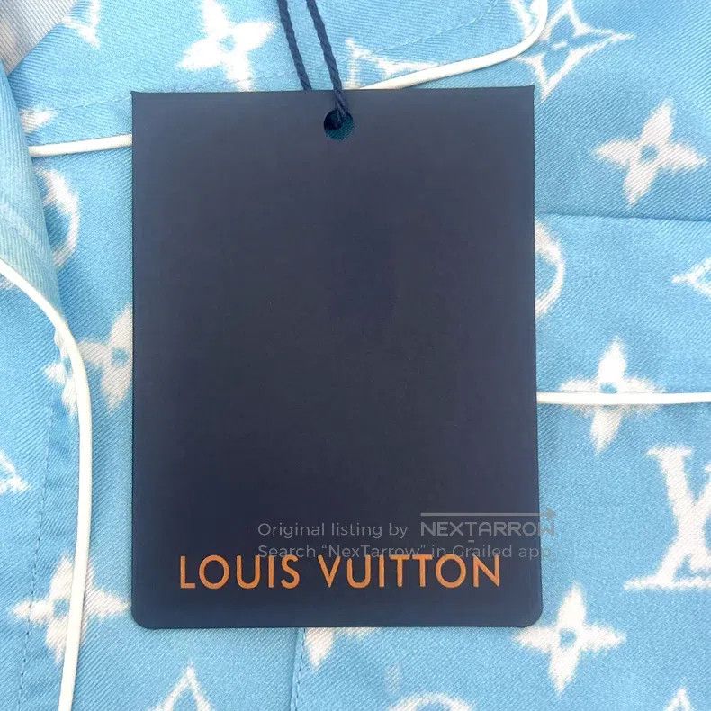 Louis Vuitton Louis Vuitton Blue logo presbyopic printed mulberry silk l Size S / US 4 / IT 40 - 8 Thumbnail