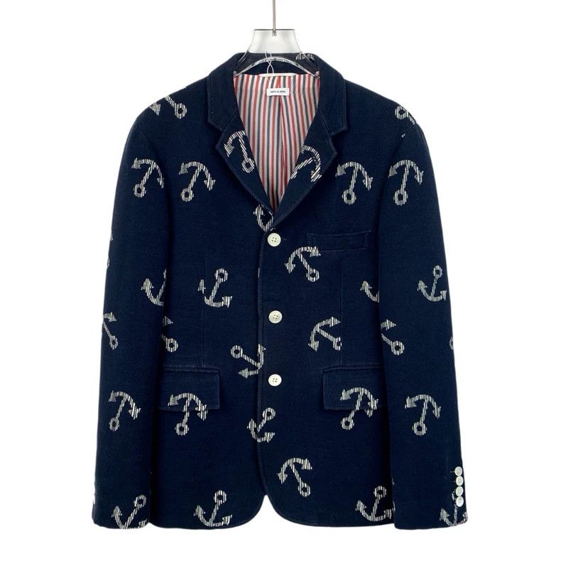 Thom Browne Thom Browne Anchor Print Blazer Jacket - dmc Size US S / EU 44-46 / 1 - 1 Thumbnail