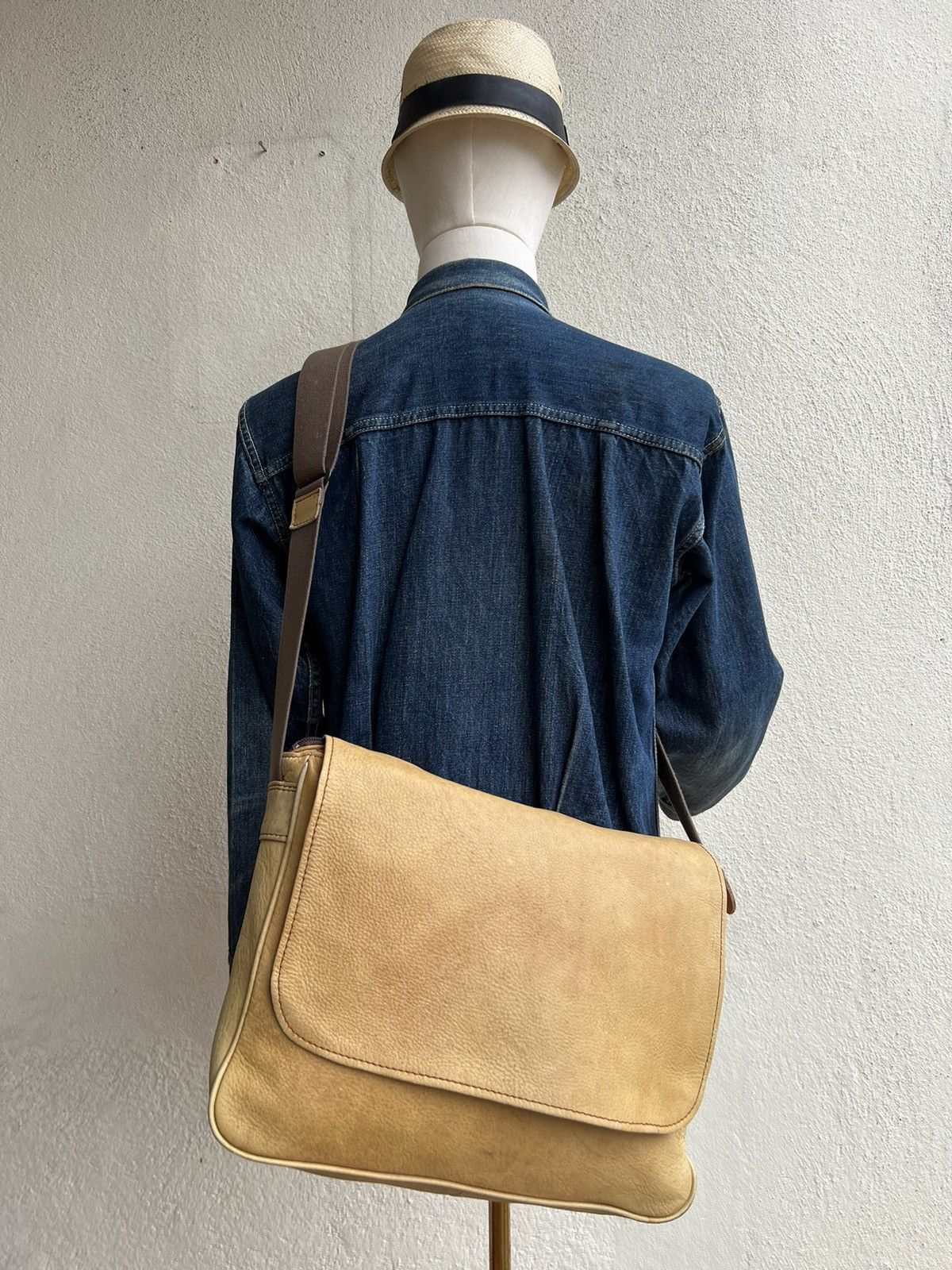 Leather Vintage Japanese Patina Leather Messenger Bag Size ONE SIZE - 3 Thumbnail
