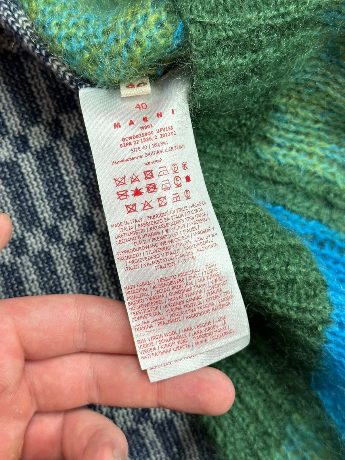 Marni Mohair half and half sweater green knit Sweater