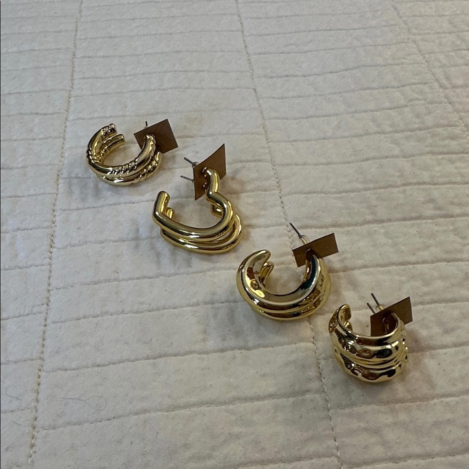Other Chic Gold-Tone Textured Fashion Hoop Earrings Set of 4 Size ONE SIZE - 2 Thumbnail