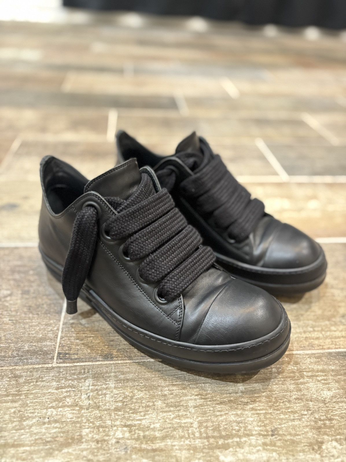 Rick Owens Black Jumbo Lace Ramones Low | Grailed