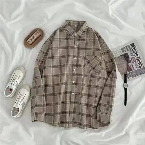 Vintage Plaid Shirts Women Autumn Long
