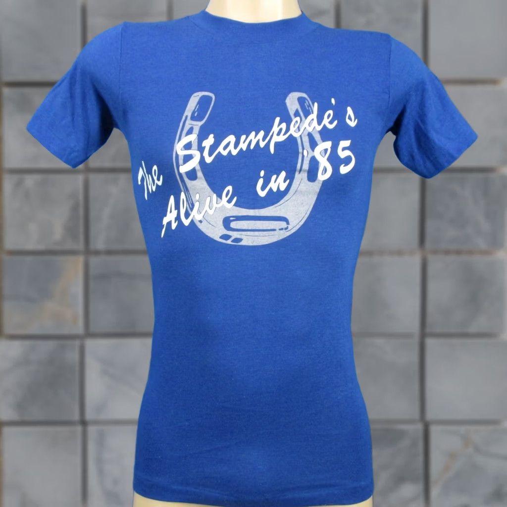 Vintage vtg 1985 Mid South Wrestling Stampede T-Shirt XS Blue Sport T Shirt Mens 80s 90s Vintage Wide Collection Size US XS / EU 42 / 0 - 1 Thumbnail