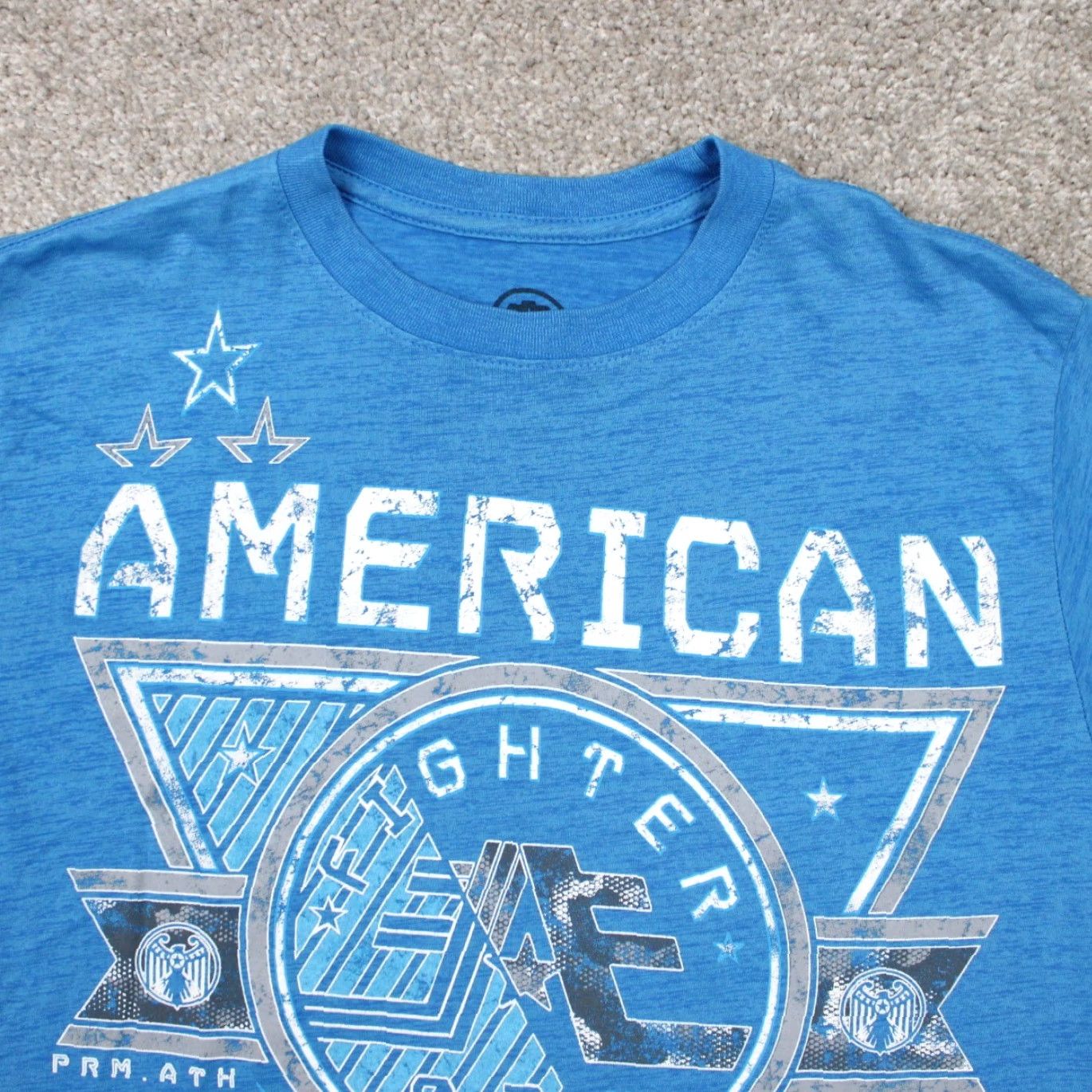 Vintage American Fighter Shirt Mens Small Blue Cotton/Poly S/S Pullover Tee Size US S / EU 44-46 / 1 - 5 Thumbnail