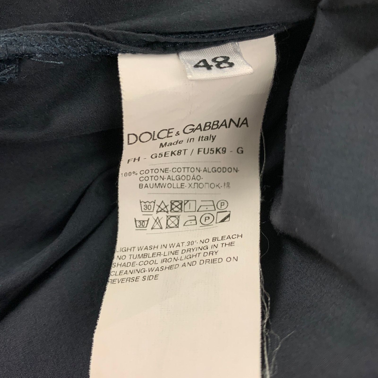 Dolce & Gabbana DOLCE & GABBANA Size S Navy Cotton Long Sleeve Caftan-Shirt Size US M / EU 48-50 / 2 - 4 Thumbnail