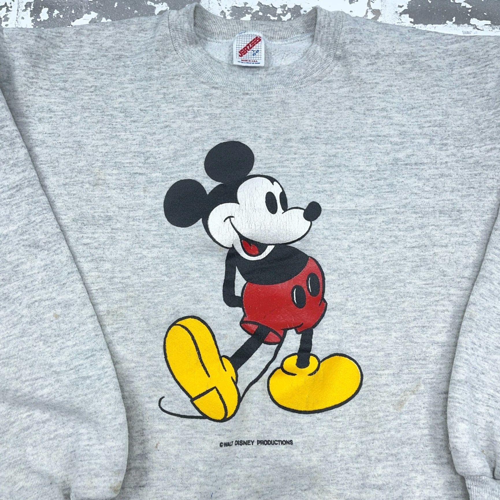 Jerzees VINTAGE Disney Sweatshirt Men Large Gray Crew Neck Sweater USA 80s 90s Mickey Size US XL / EU 56 / 4 - 2 Thumbnail