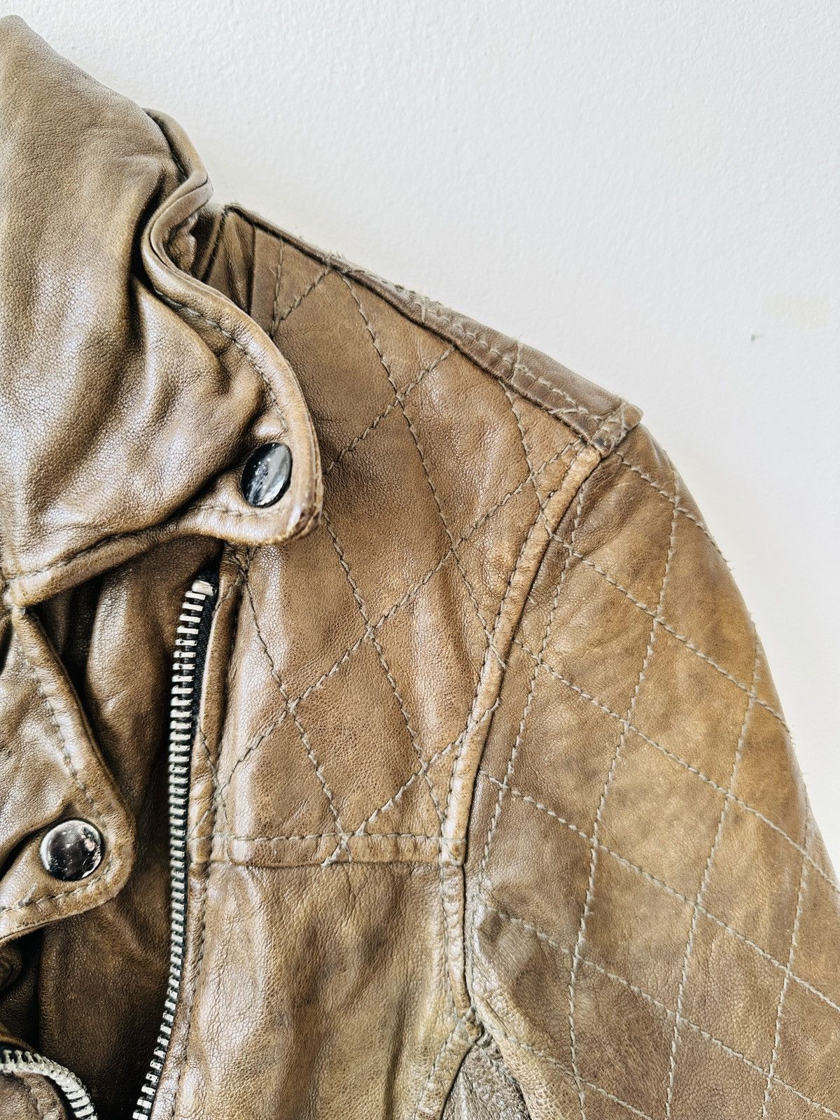 Allsaints AllSaints Spitalfields Biker Leather Jacket Brown - Size 10 Size M / US 6-8 / IT 42-44 - 10 Thumbnail