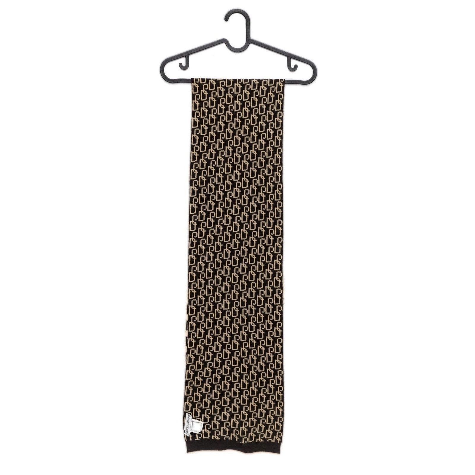Dolce & Gabbana Dolce Gabbana Brown Monogram DG Logo Wool Scarf Size ONE SIZE - 3 Thumbnail