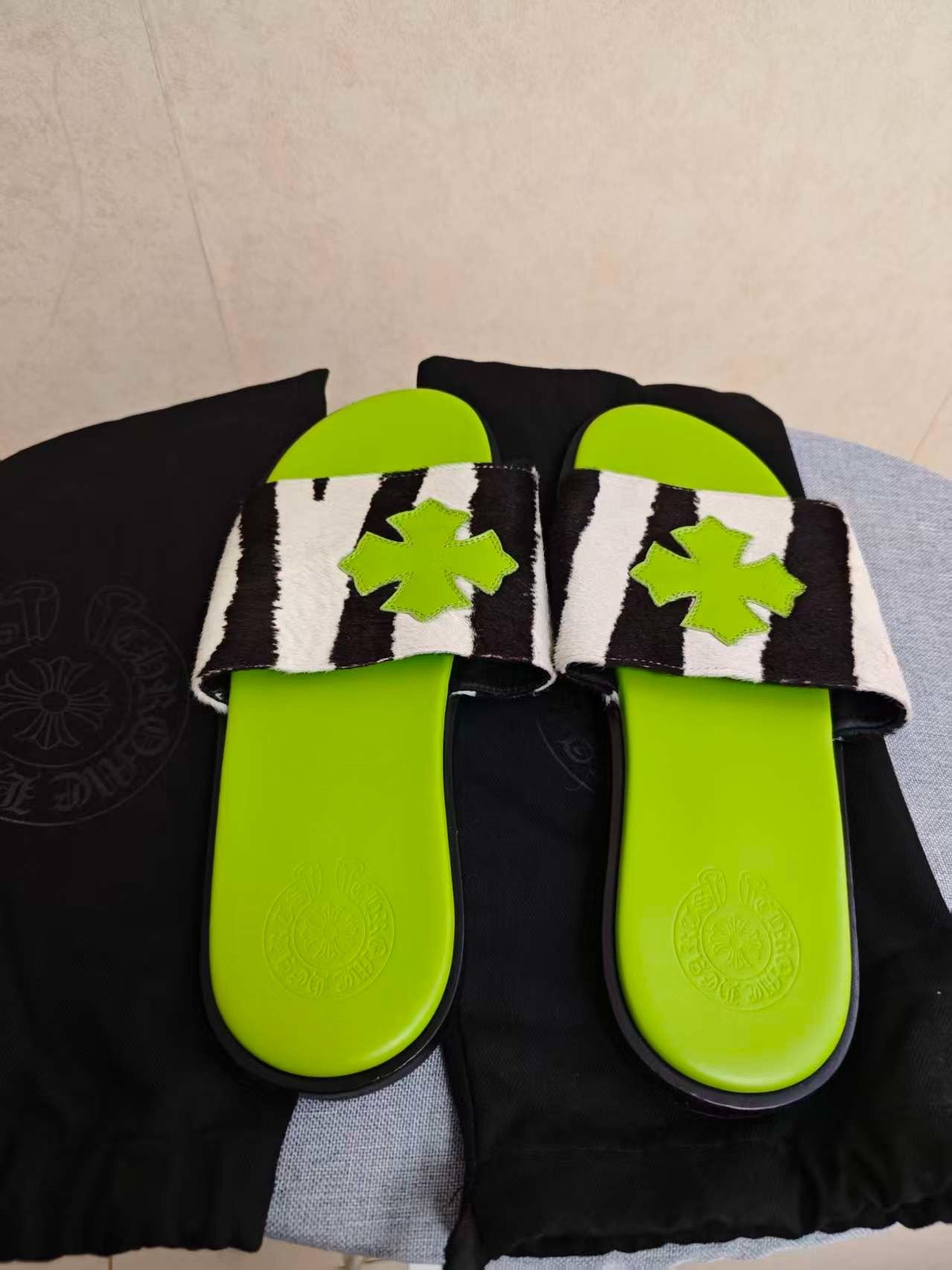 Chrome Hearts Chrome Hearts Apple Green Horsehair Slippers Size US 9 / EU 42 - 1 Thumbnail