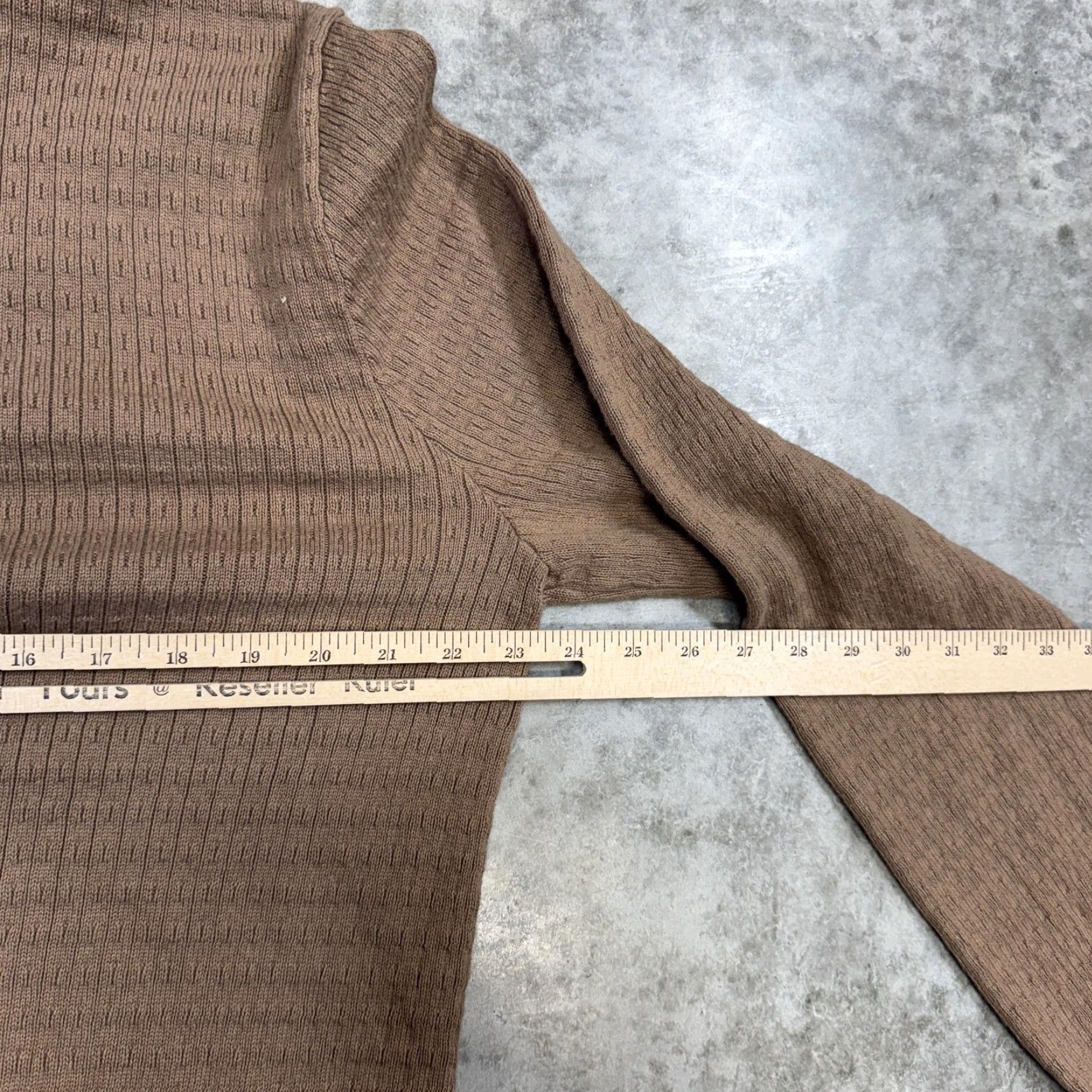 Express Express Sweater Mens Large Brown Waffle-Knit Mock Neck Henley Cotton Size US L / EU 52-54 / 3 - 7 Thumbnail