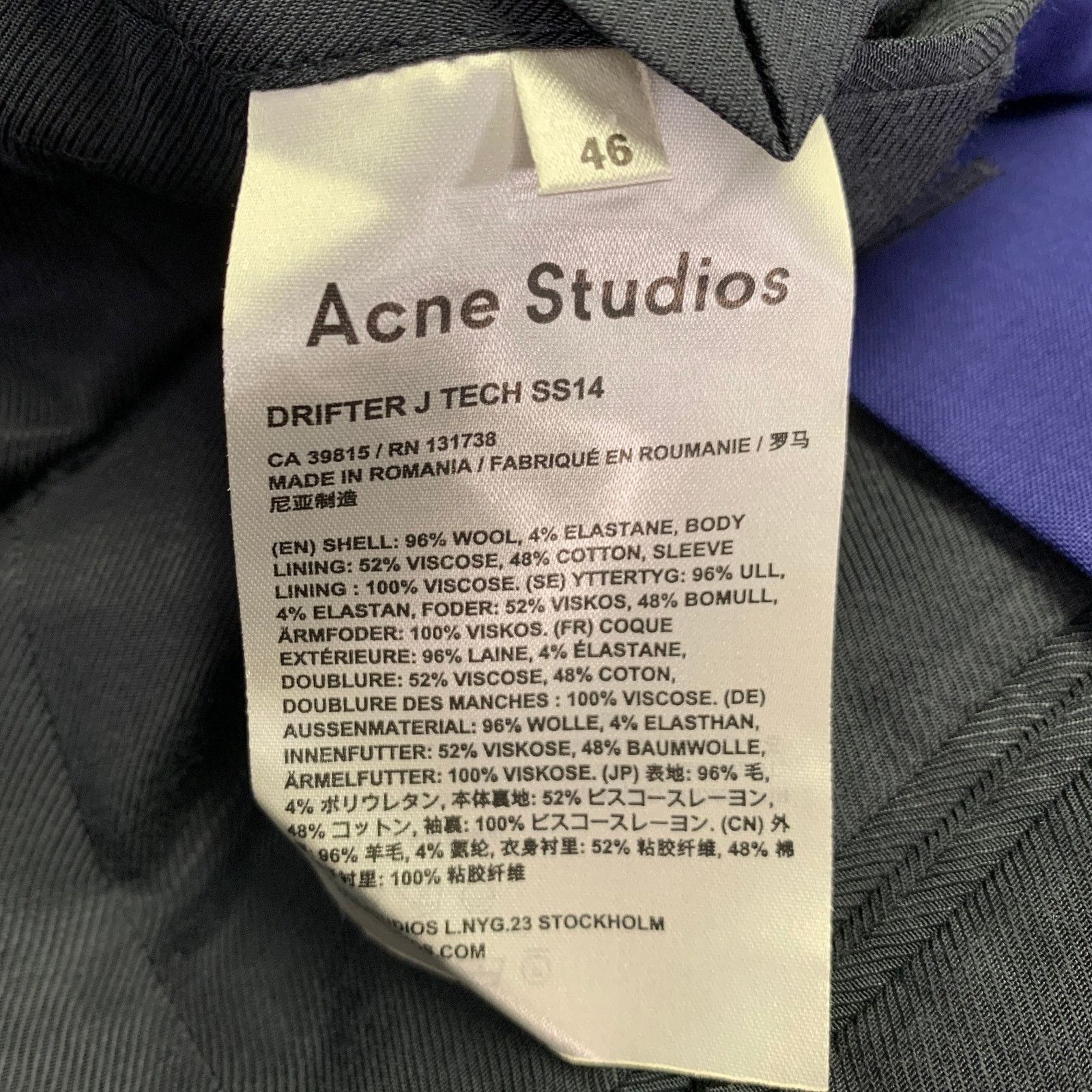 Acne Studios ACNE STUDIOS Size 36 Blue Wool Blend Notch Lapel Suit Size 36R - 9 Thumbnail