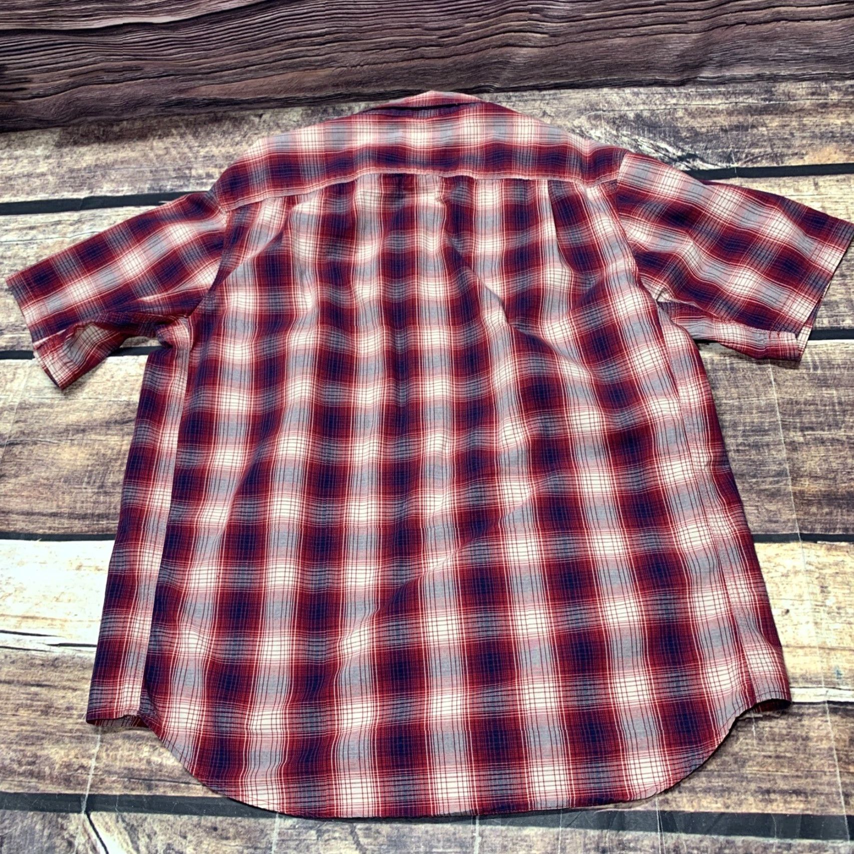 Vintage C.E. Schmidt Shirt Short Sleeve Red Button Down Front Check Plaid Pockets Large Size US L / EU 52-54 / 3 - 7 Thumbnail