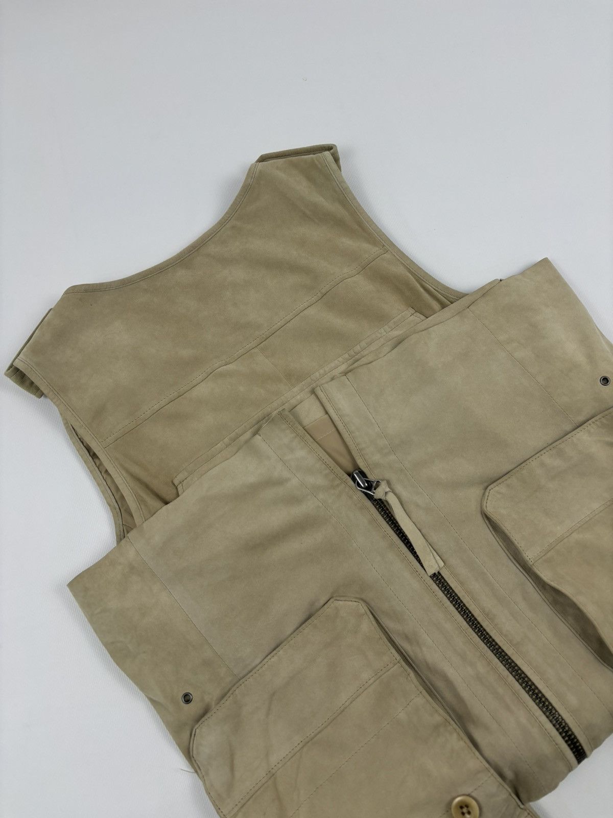 RRL Ralph Lauren × Ralph Lauren × Ralph Lauren Purple Label VTG 90's RALPH LAUREN Suede-Leather Multi-Pocket Zip Gilet Cargo Vest Jacket 2 Size XS / US 0-2 / IT 36-38 - 14 Thumbnail