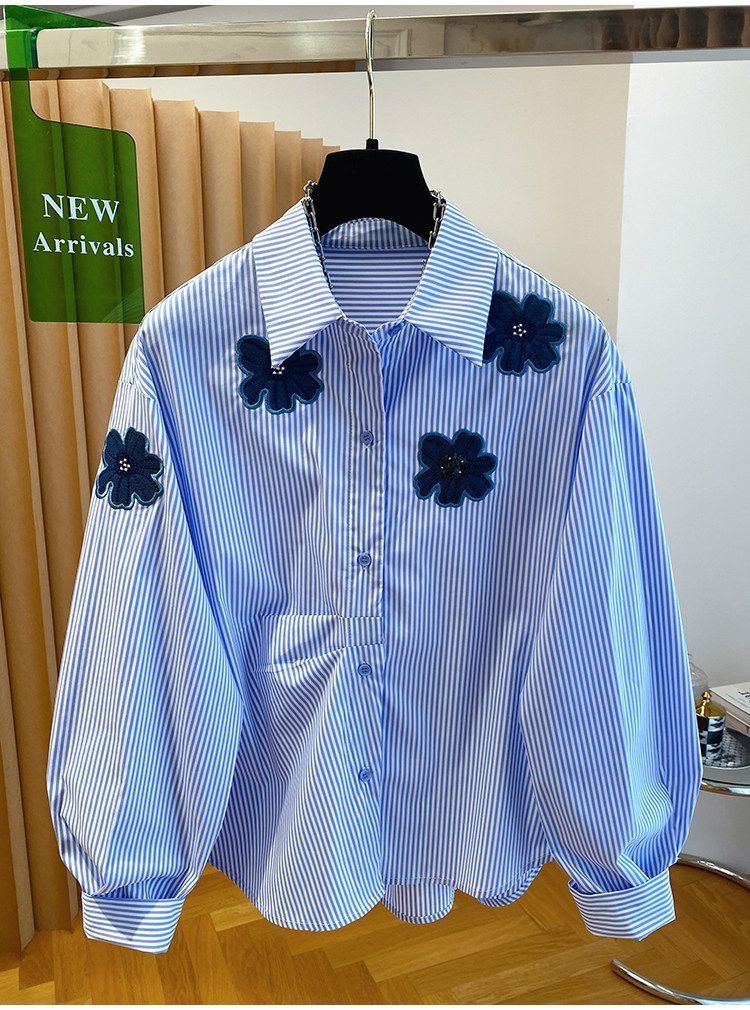 Other Embroidered Flower Striped Shirt Size US M / EU 48-50 / 2 - 1 Thumbnail