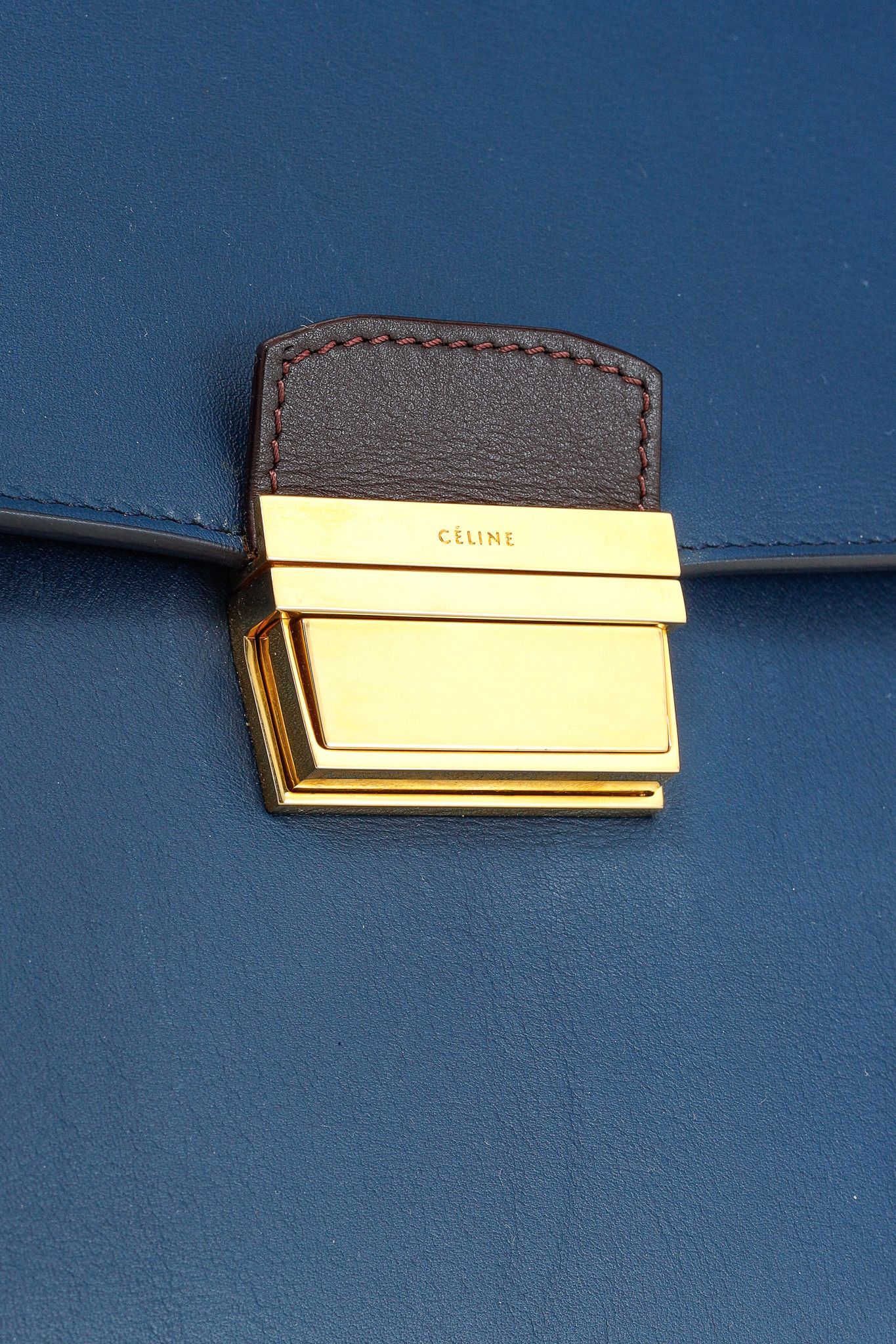 Celine Celine AW/14 Top Handle Blue Leather Brown-Trim Bag Size ONE SIZE - 8 Thumbnail