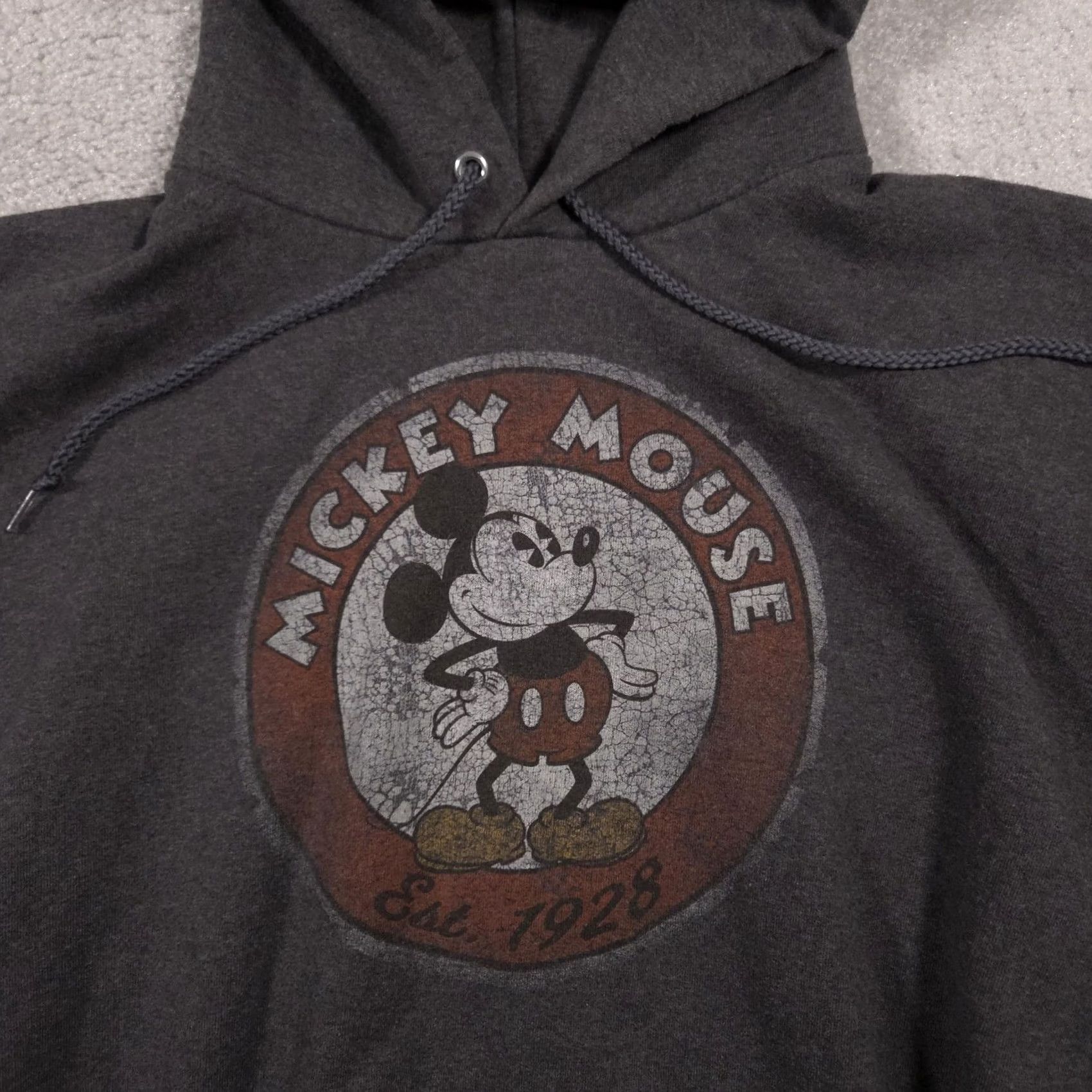 Disney VINTAGE Disney Parks Mickey Mouse Hoodie Mens M Gray Pullover Graphic Est 1928 Size US M / EU 48-50 / 2 - 4 Thumbnail