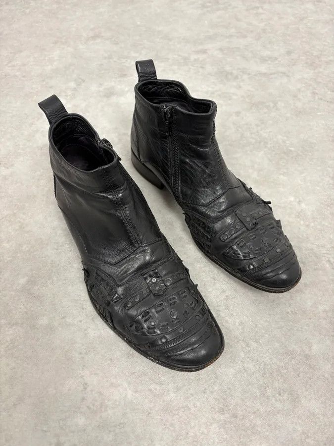 2000s Marithé + François Girbaud Black Ninja Leather Boots