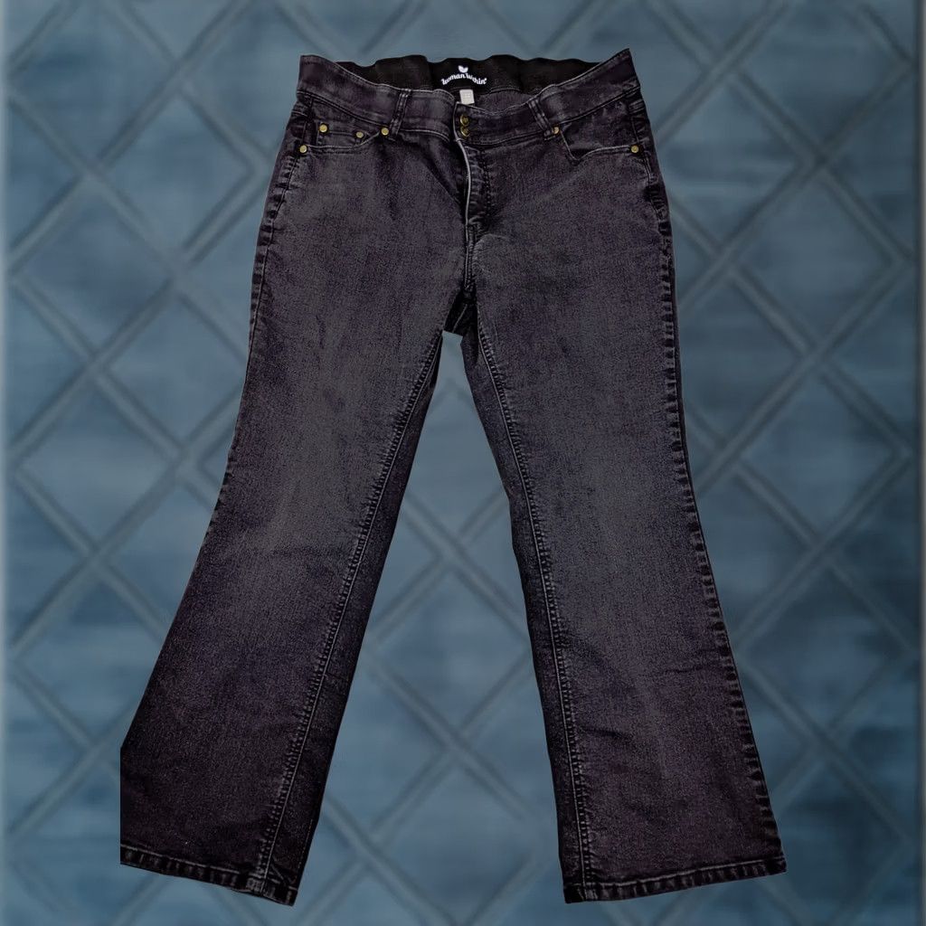 Vintage Woman Within Womens Plus Petite 16WP Black Jeans Bootcut Elastic Waistband Size 26" / US 2 / IT 38 - 1 Thumbnail