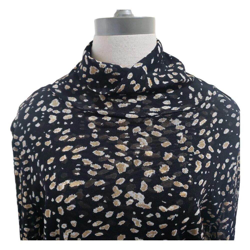 Designer CT1685 Paris Hues Mock Neck Black & Tan Top XL Size XL / US 12-14 / IT 48-50 - 2 Thumbnail