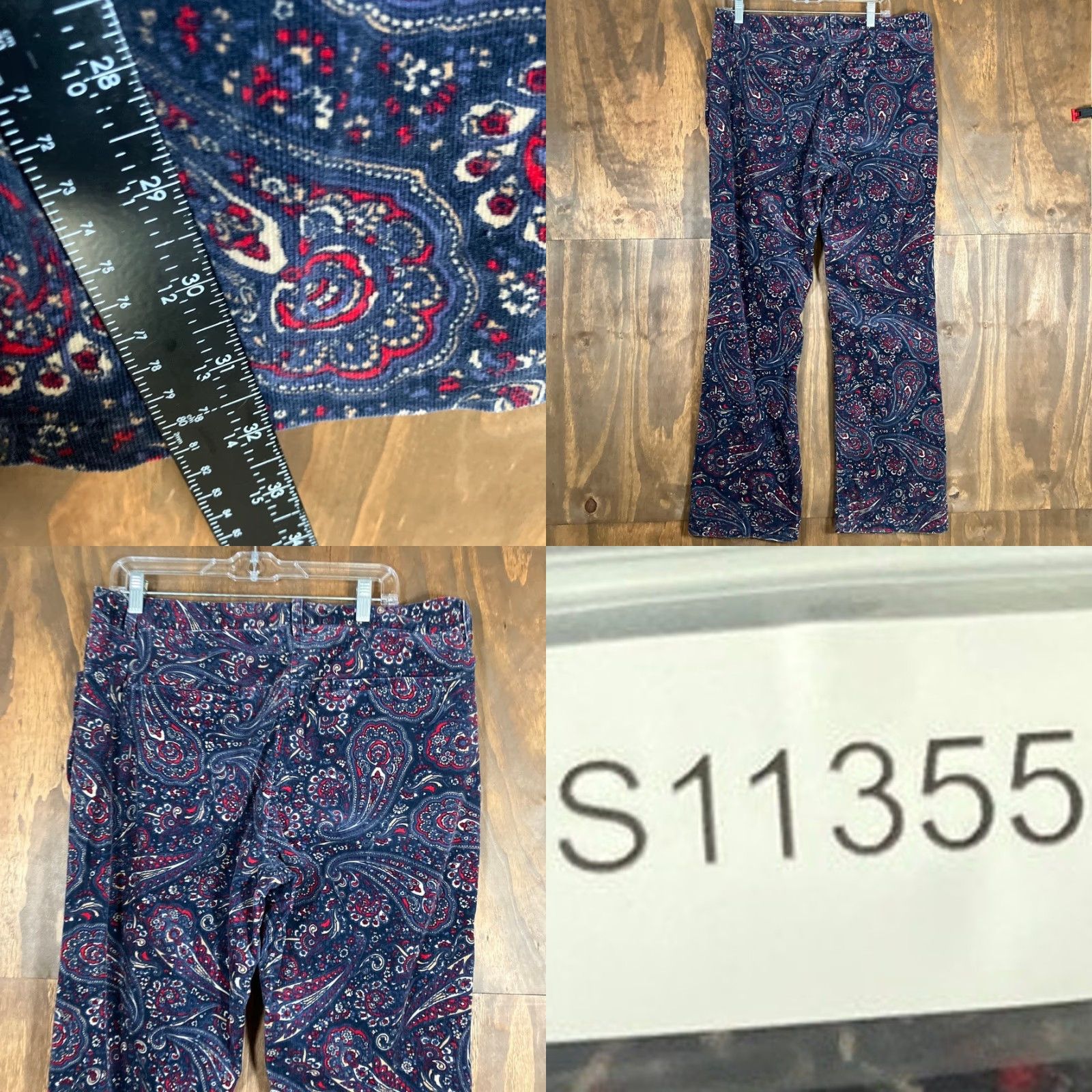 Tommy Hilfiger VINTAGE Tommy Hilfiger Jeans Paisley Corduroy Bootcut 16 Womens Blue 32 Inseam Regular Stretch Pockets 5-Pocket Design Mid Rise Jeans Womens Size 25" / US 0 / IT 36 - 8 Thumbnail