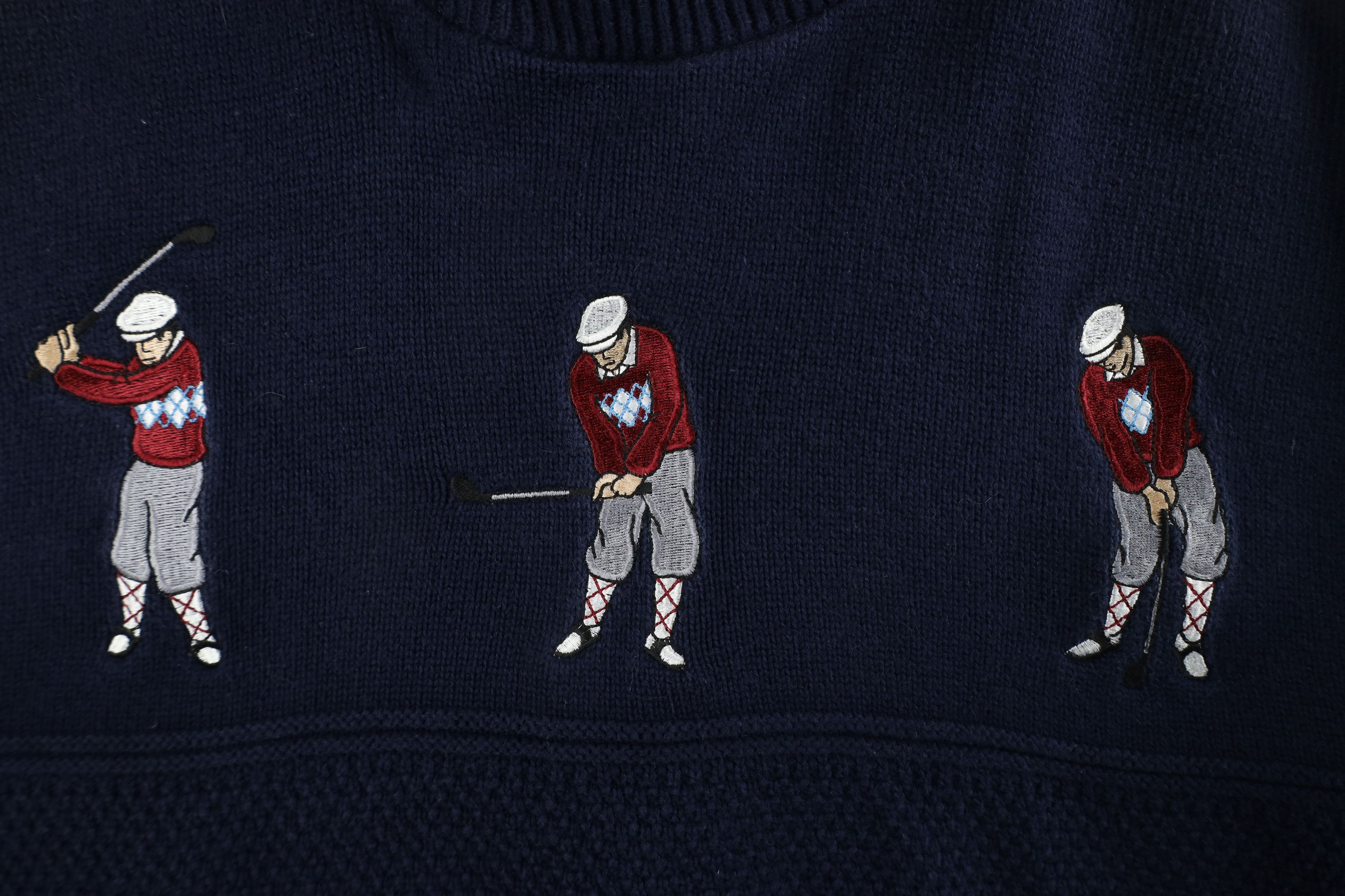 Vintage Vintage 90s Streetwear Ribbed Knit Golf Golfing Sweater Size US XXL / EU 58 / 5 - 4 Thumbnail