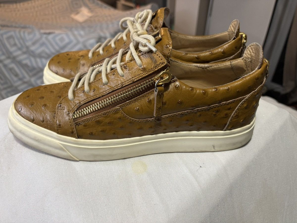 Giuseppe Zanotti Giuseppe Zanotti Ostrich Leather Low-Top Sneakers Size US 10 / EU 43 - 4 Thumbnail