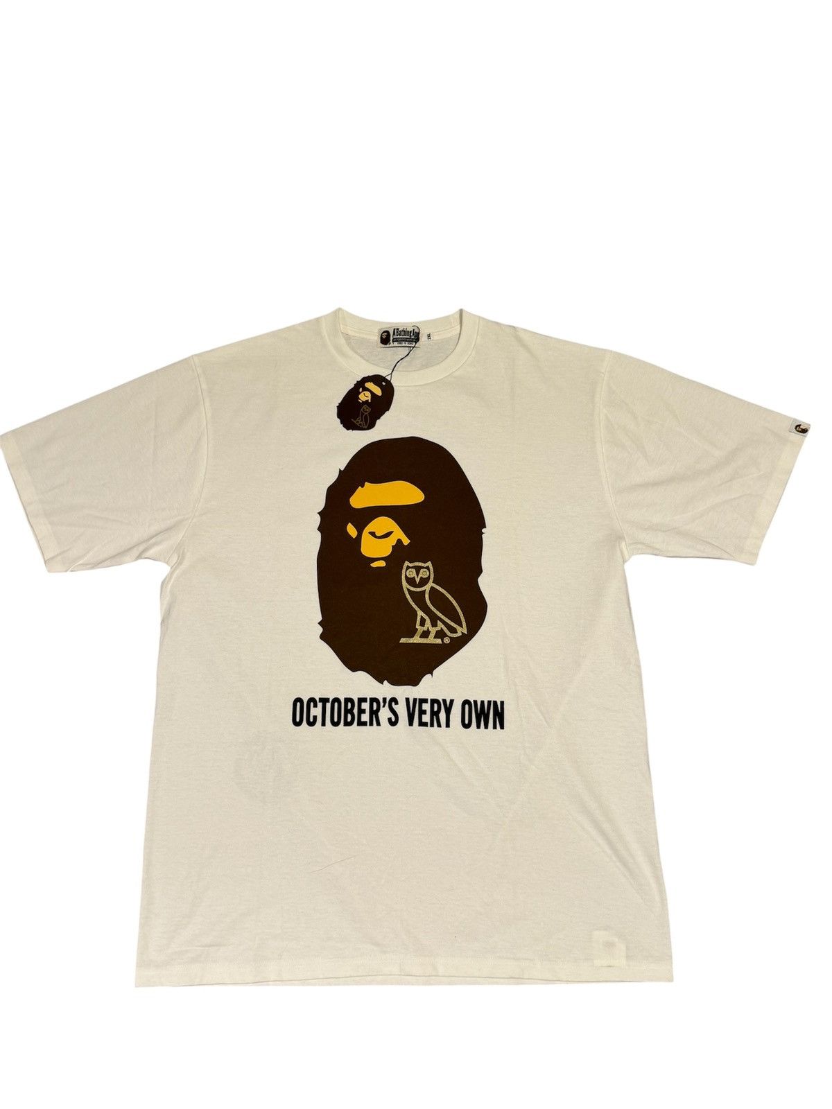 🔥 BAPE x OVO White T-shirt/OVO Bape Face Tee/Bape Print Tee