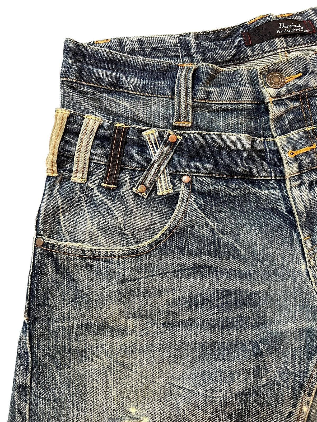 Japanese Brand Vintage Dominate Handcraft Jeans Double Waist - Thunder Wash Size US 33 - 8 Thumbnail
