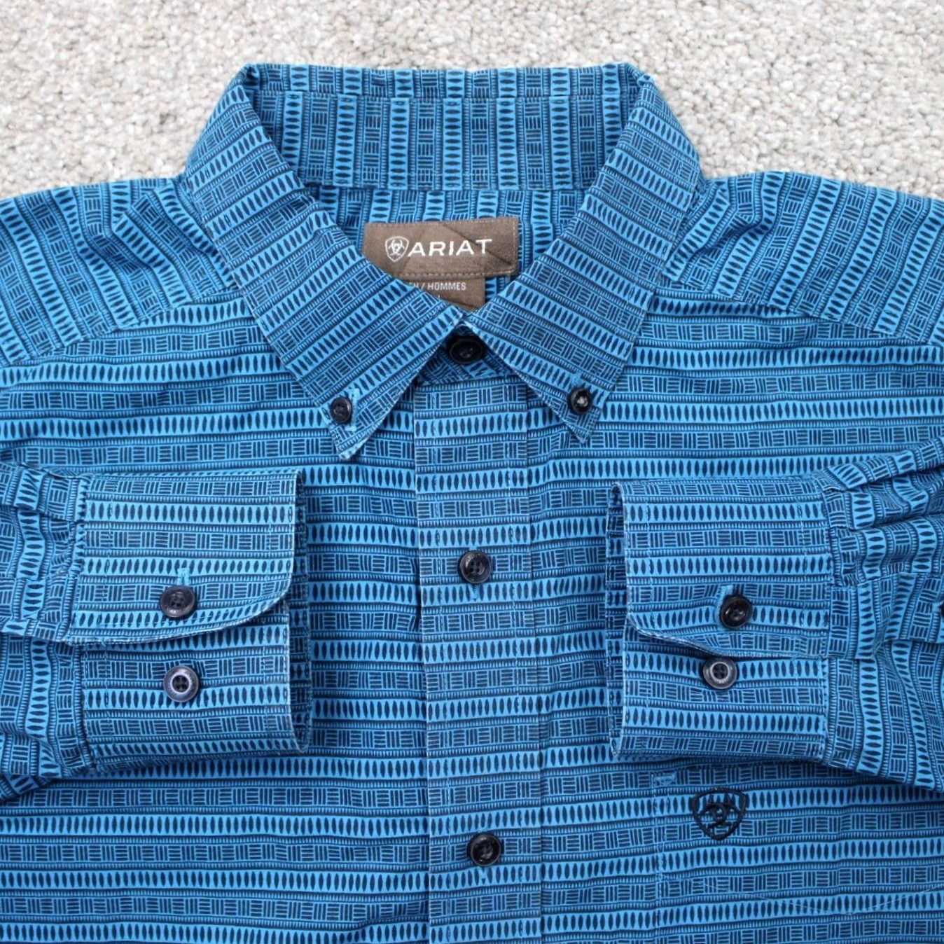 Ariat Ariat Beasley Button-Up Shirt Geometric Blue Mens Large Long Sleeve Classic Fit Western Cowboy Cap Collar Shirt-Blue 10041795 Size US L / EU 52-54 / 3 - 2 Thumbnail