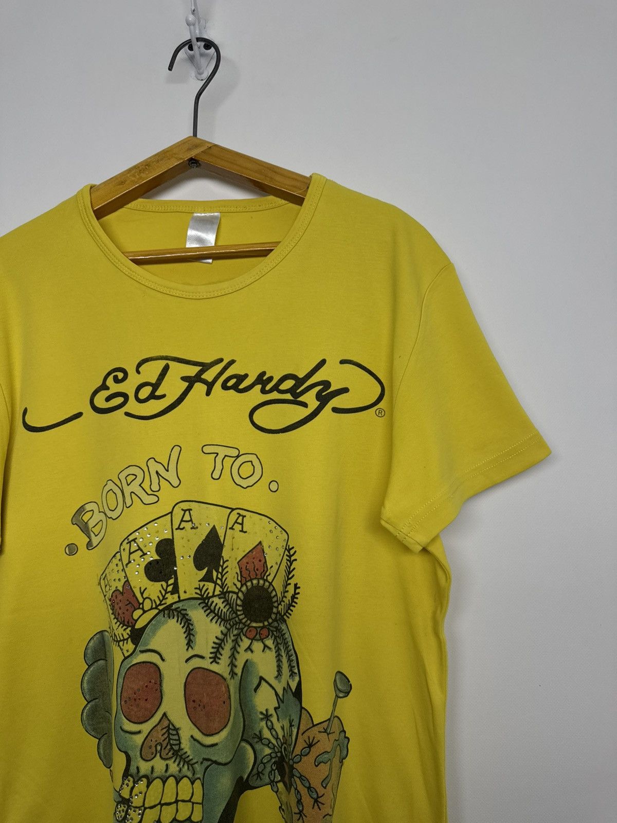 Ed Hardy Vintage Y2K Ed Hardy Skull Born To Raised Hell T Shirt Size US M / EU 48-50 / 2 - 7 Thumbnail