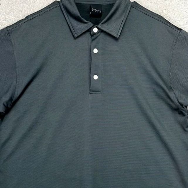 Vintage Dunning Golf Polo Shirt Mens Medium Dark Grey Striped Athletic Stretch Short Sleeve Golf Rugby Polo Shirt Size US M / EU 48-50 / 2 - 2 Thumbnail