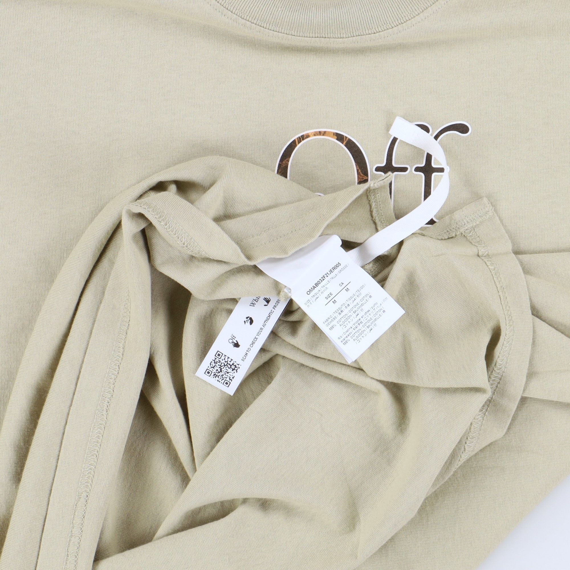 Off-White Beige Caravaggio Hand Off Oversized Mock Neck LS T-Shirt Size US M / EU 48-50 / 2 - 3 Thumbnail