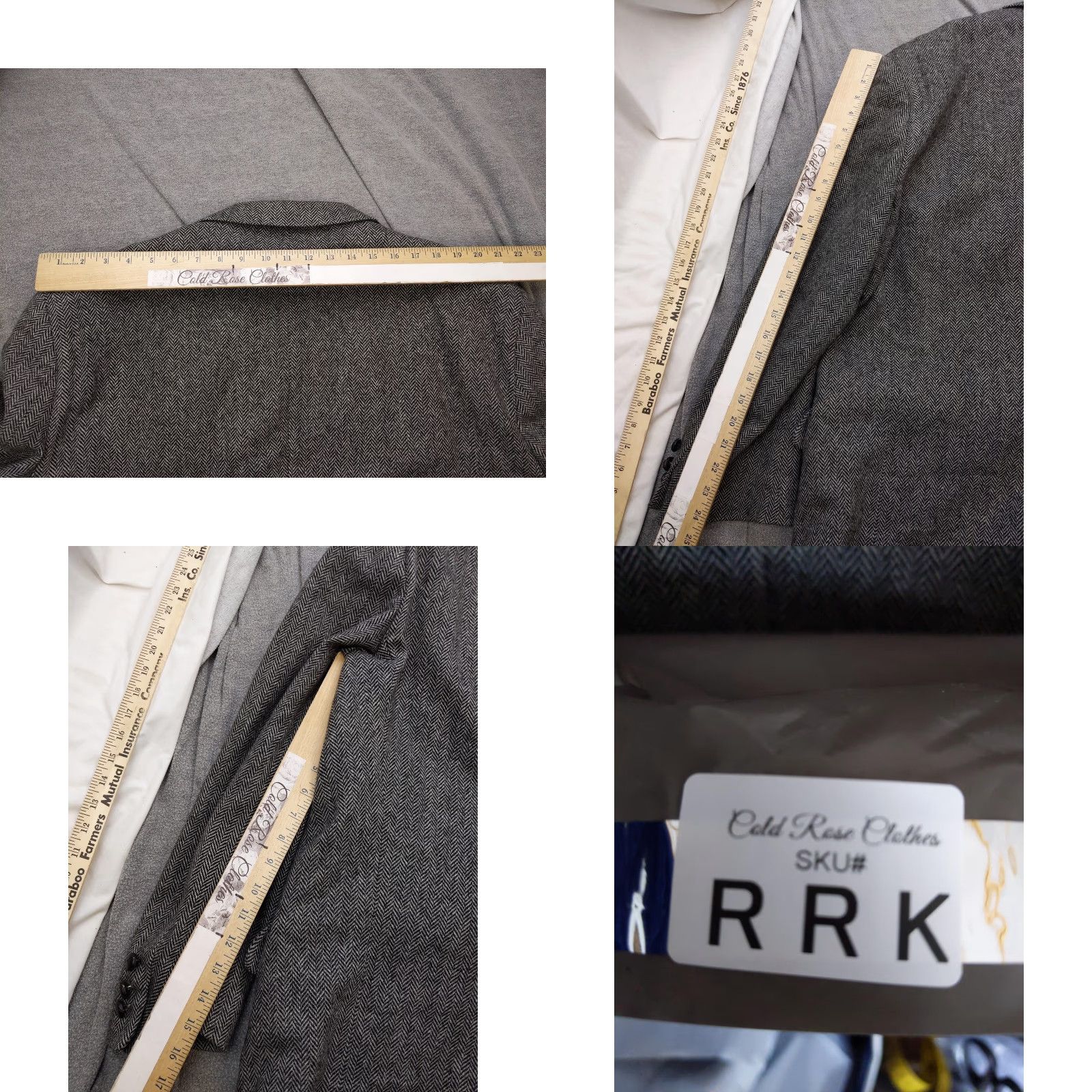 Vintage Rugers Blazer Mens 50 Long Gray Wool Herringbone Tweed Sport Coat Jacket USA Size 50R - 9 Thumbnail