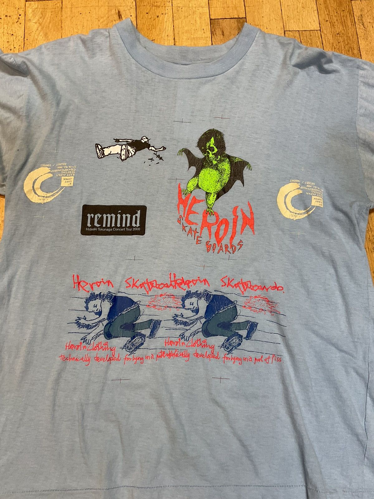 Vintage RARE 1980S HEROIN SKATEBOARDS TEST PRINT TEE Size US M / EU 48-50 / 2 - 3 Thumbnail
