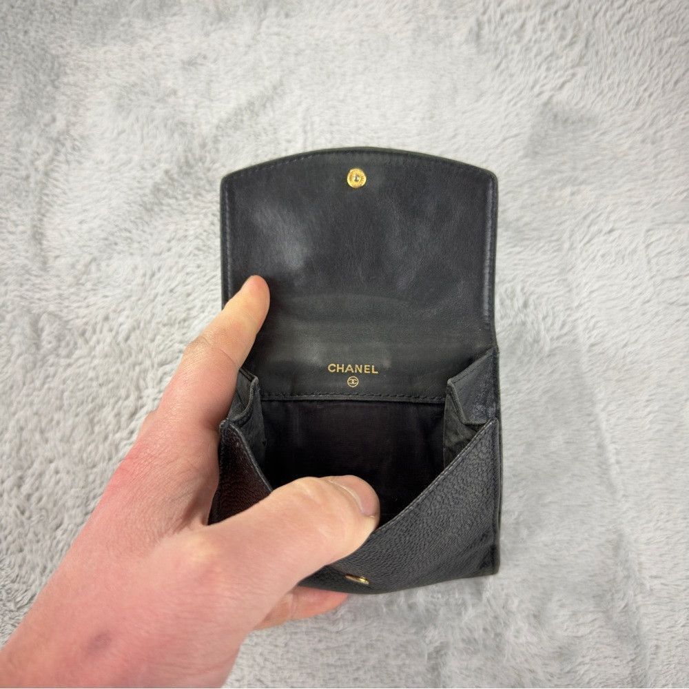 Chanel Chanel CC Logo Grained Calfskin Leather Bifold Black Wallet Size ONE SIZE - 7 Thumbnail
