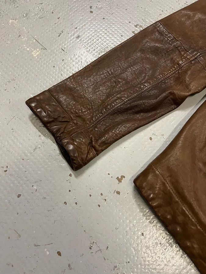 Emporio Armani 1990s Emporio Armani Asymmetrical Avant Garde Brown Leather Jacket Size US S / EU 44-46 / 1 - 6 Thumbnail