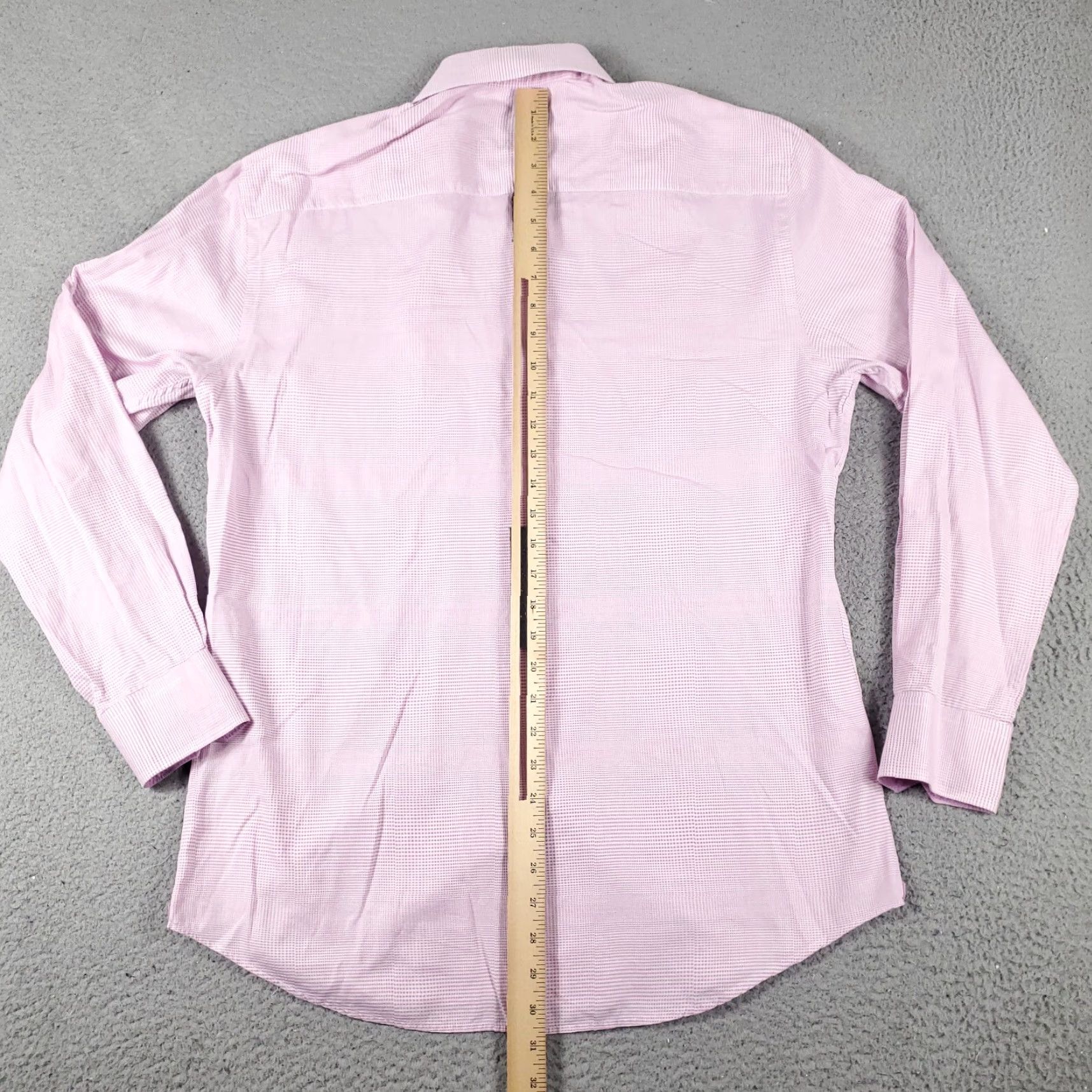 BUGATCHI VINTAGE Bugatchi Uomo Dress Shirt Men 16 Pink Long Sleeve Business Formal Casual Workwear Size 42R - 3 Thumbnail