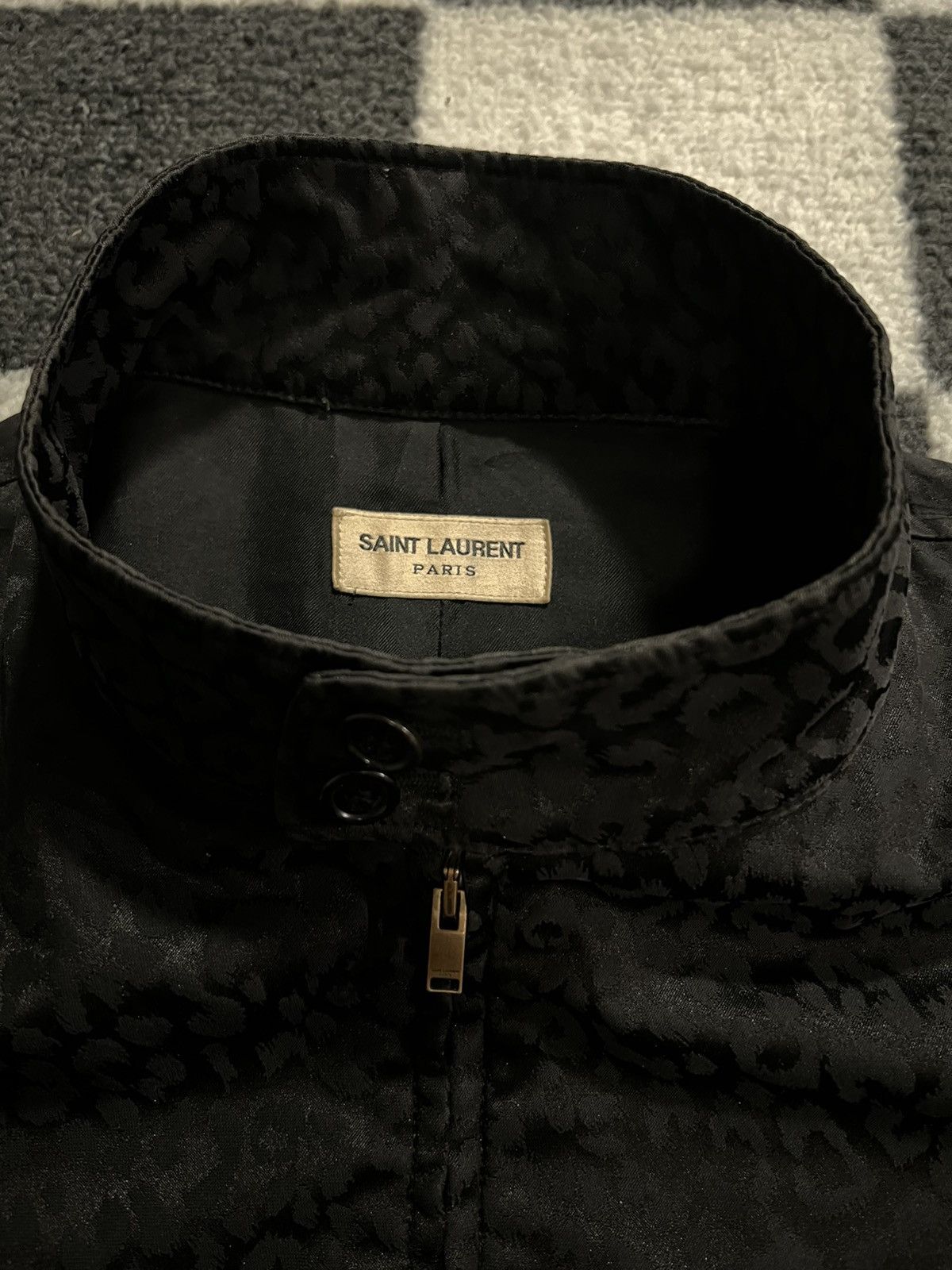 Hedi Slimane × Saint Laurent Paris Saint Laurent Paris Black Leopard Silk Jacket Size US S / EU 44-46 / 1 - 3 Thumbnail