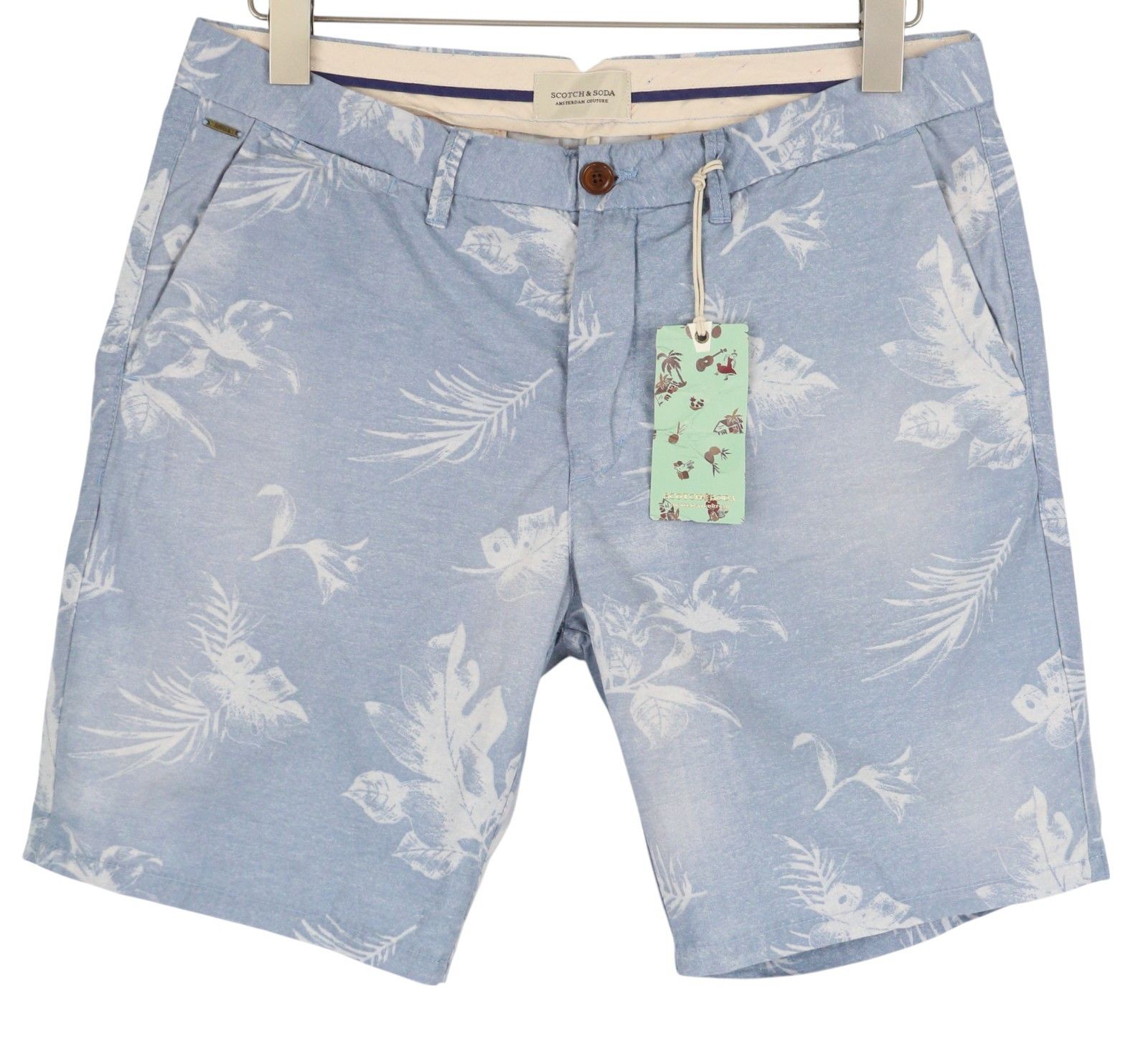 Scotch & Soda W32 Chino Washed Blue Leafs Patterned Light Logo 84171 Size US 32 / EU 48 - 1 Thumbnail