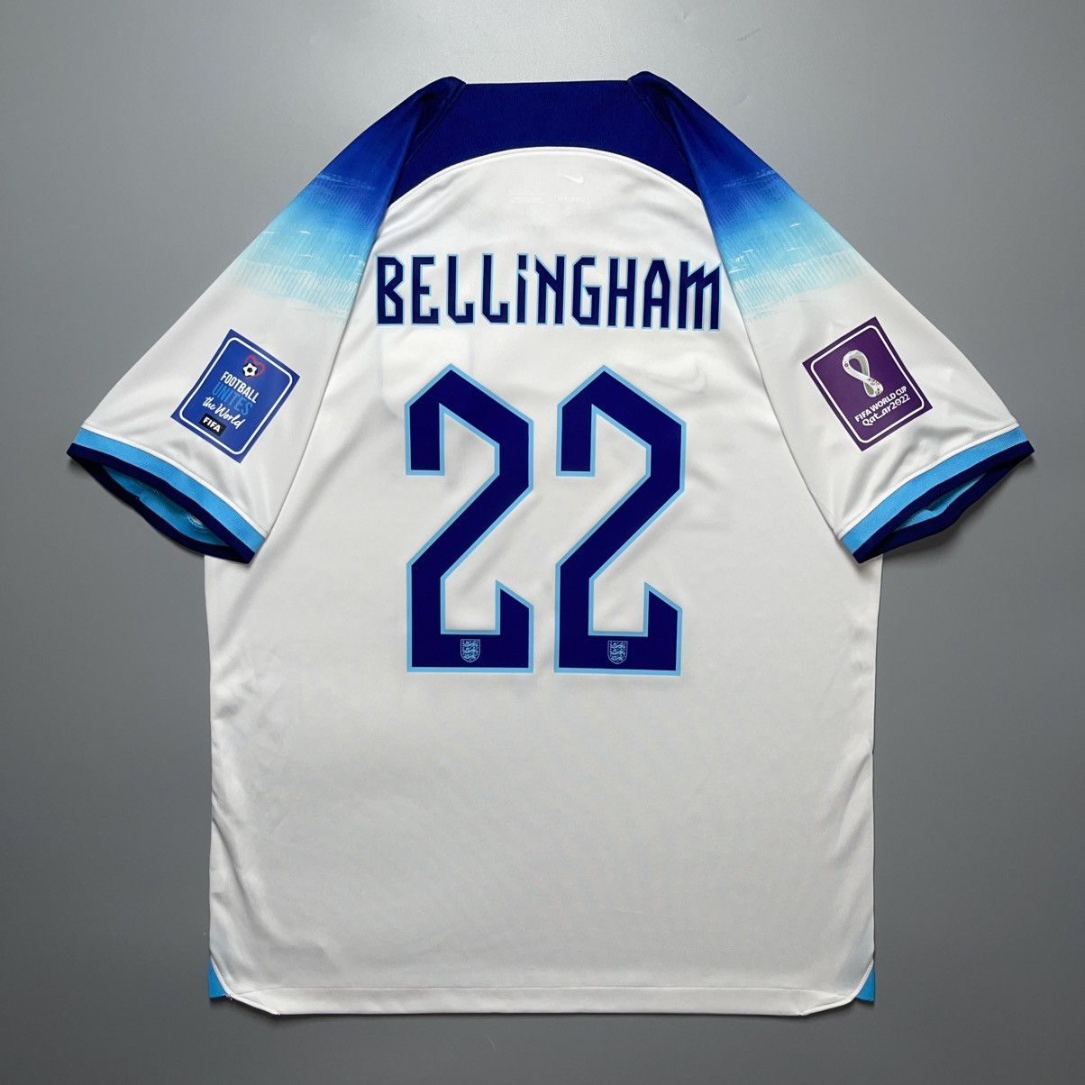 ENGLAND NIKE 2022 WORLD CUP FOOTBALL JERSEY #22 BELLINGHAM