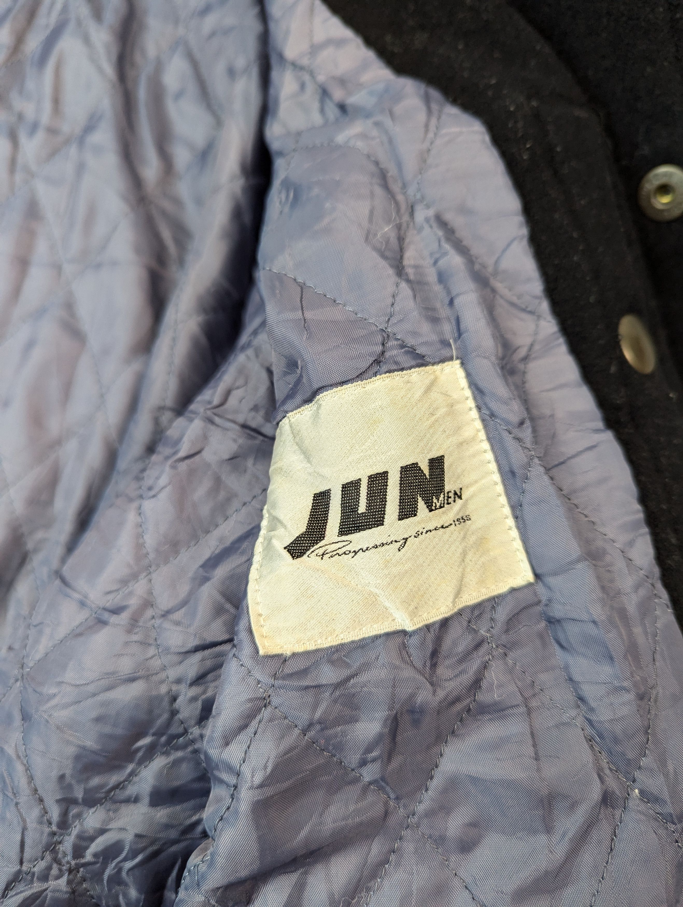 Japanese Brand Vintage Jun Men Sleeve Leather Wool Varsity Jacket Size US M / EU 48-50 / 2 - 8 Thumbnail