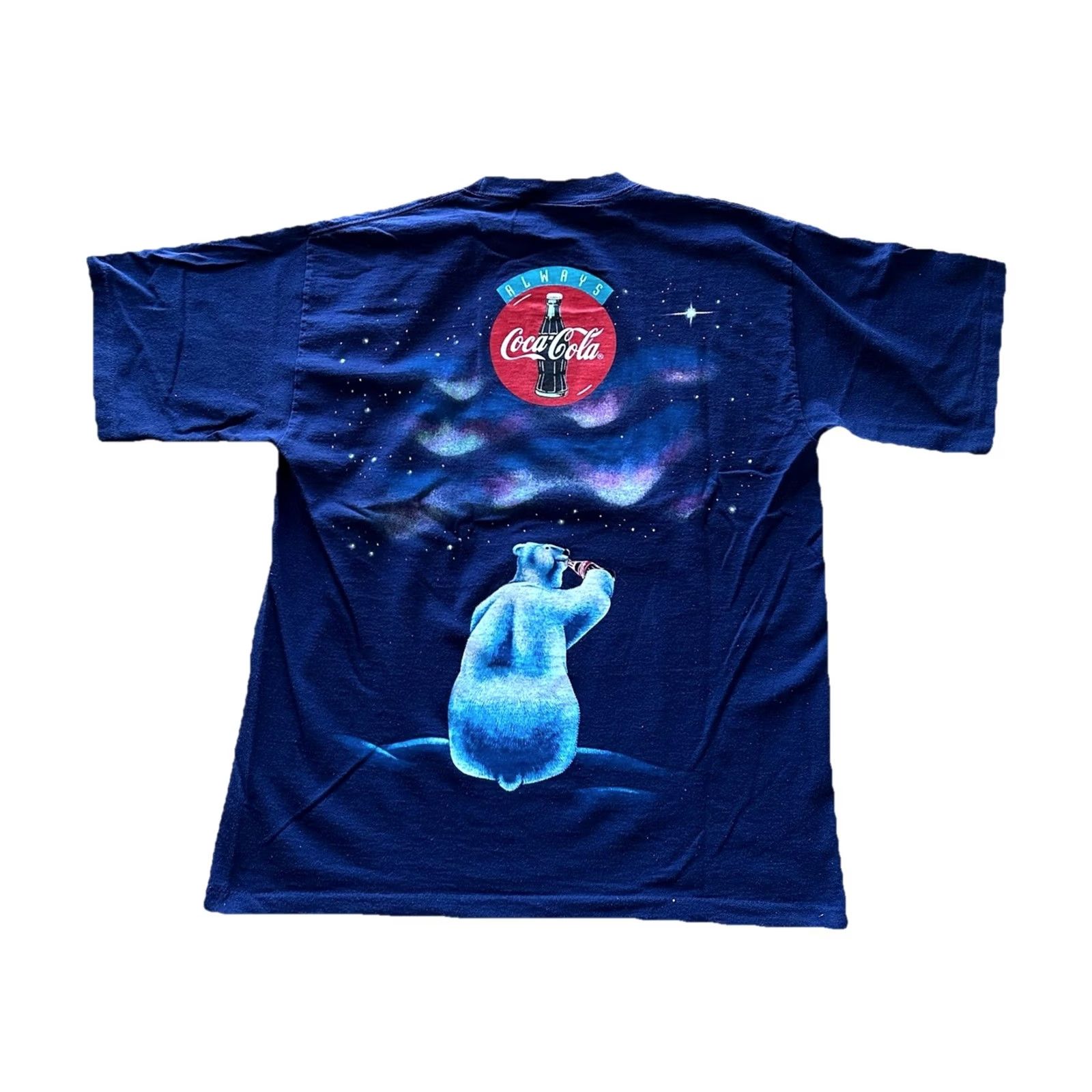 Vintage VINTAGE Coca-Cola Polar Bear Shirt 90s Graphic Print Crew Neck Short Sleeve Navy Blue M Mens Size US M / EU 48-50 / 2 - 2 Thumbnail