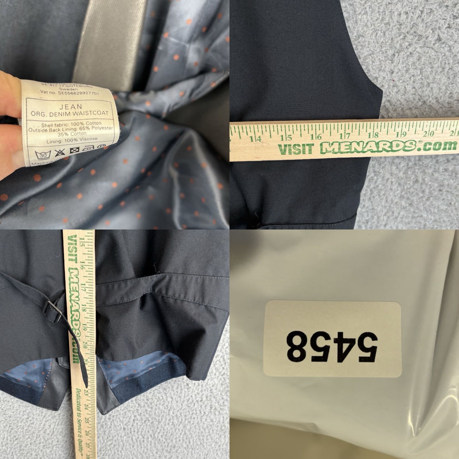 Nudie Jeans Nudie Jeans Vest Denim Navy Blue 4 Button V-Neck Waistcoat Men M Regular Wedding Summer Spring Winter Casual Biker Size US 31 - 8 Thumbnail